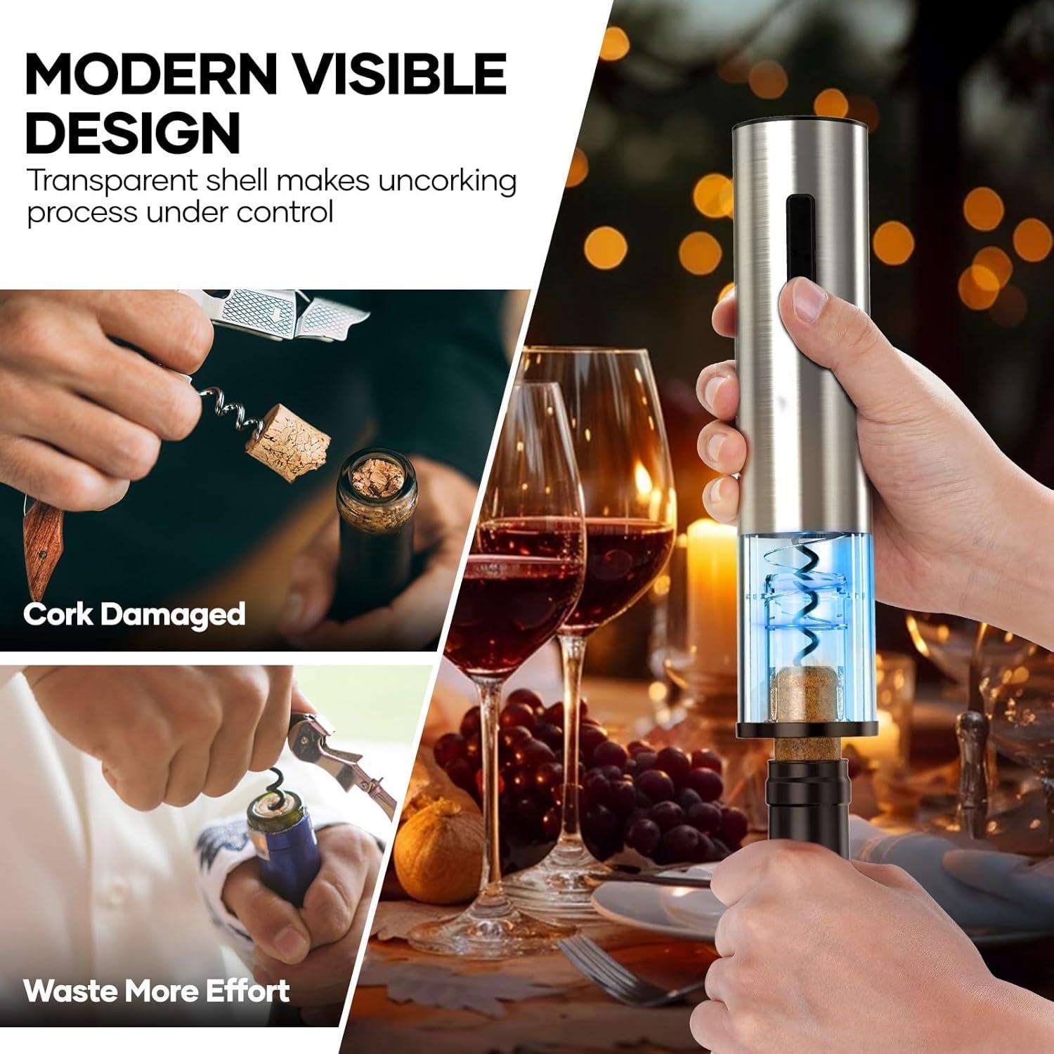 Abridor de Vino Eléctrico Crenova 6 en 1 Recargable