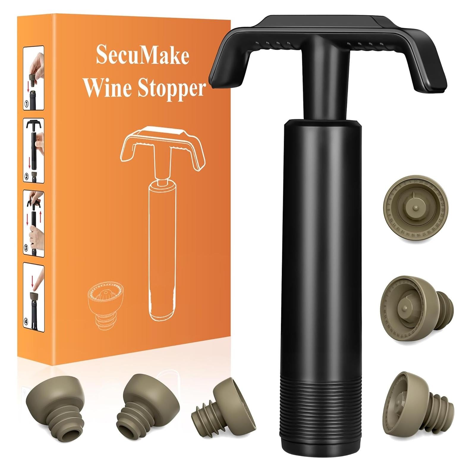 Bomba de Vacío para Vino SecuMake con 6 Tapones Reutilizables