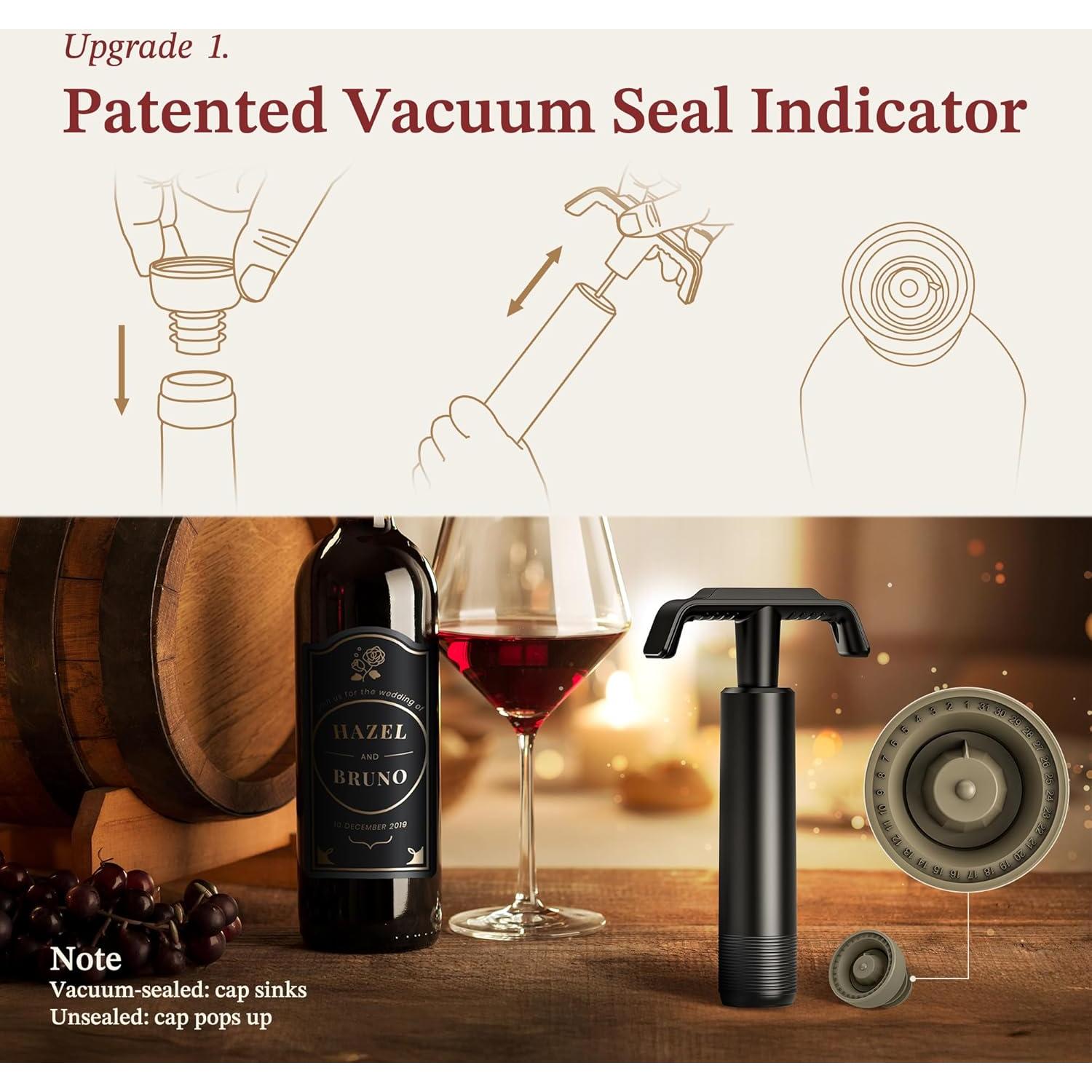 Bomba de Vacío para Vino SecuMake con 6 Tapones Reutilizables