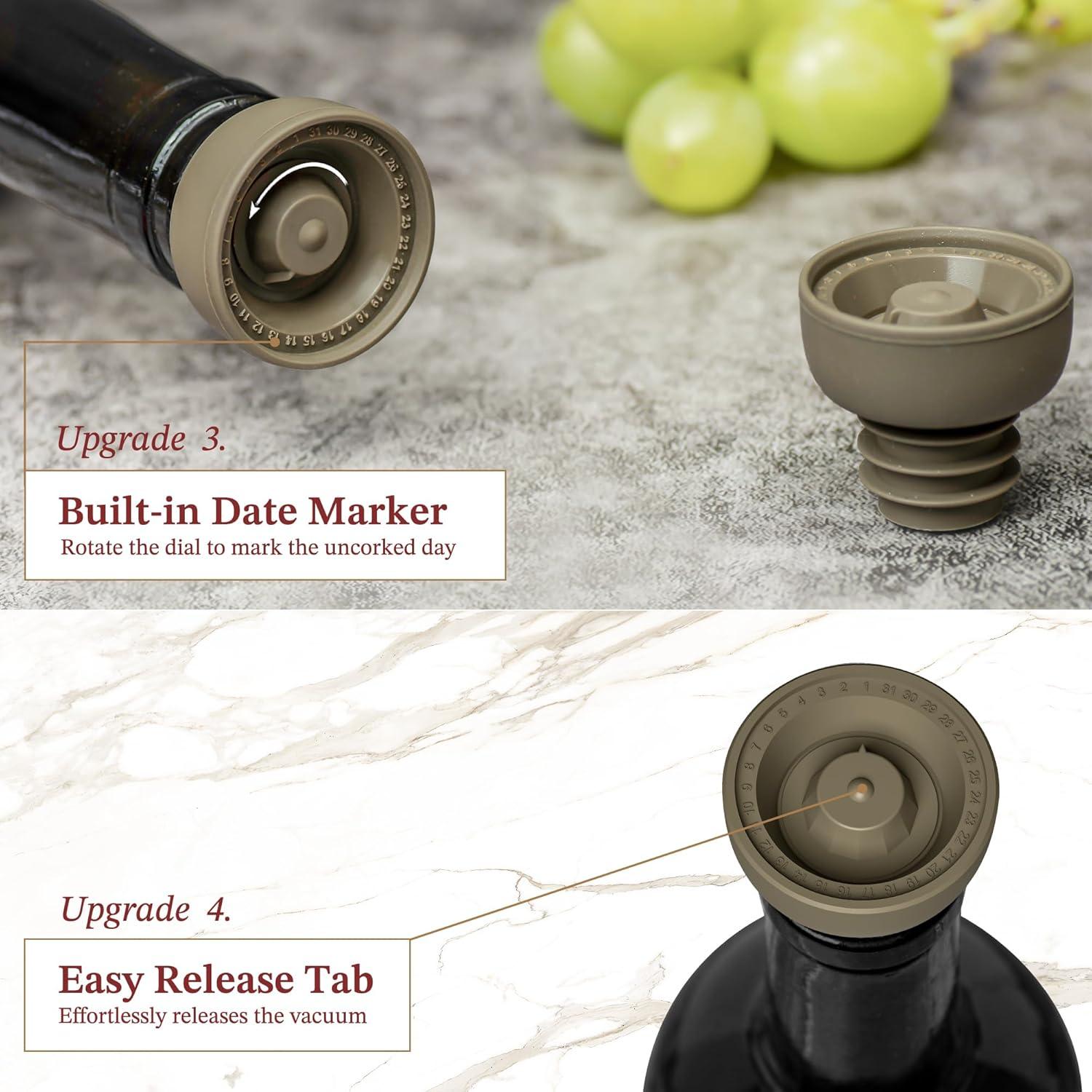 Bomba de Vacío para Vino SecuMake con 6 Tapones Reutilizables