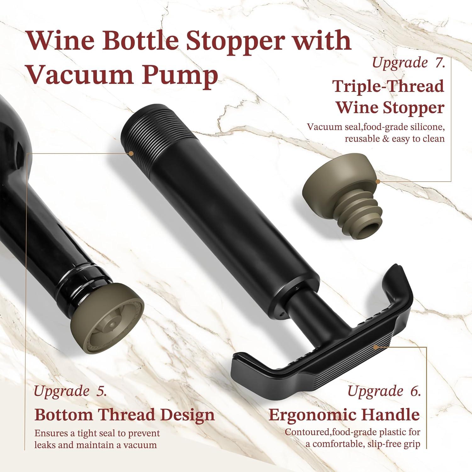 Bomba de Vacío para Vino SecuMake con 6 Tapones Reutilizables