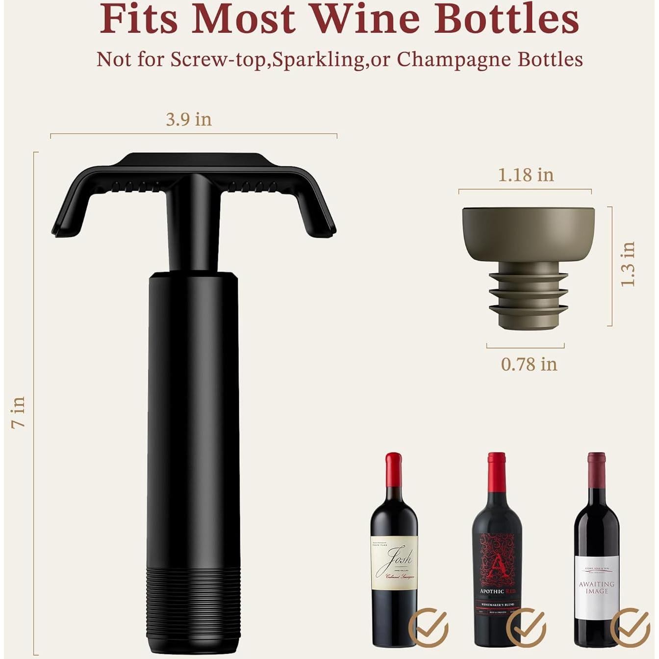 Bomba de Vacío para Vino SecuMake con 6 Tapones Reutilizables