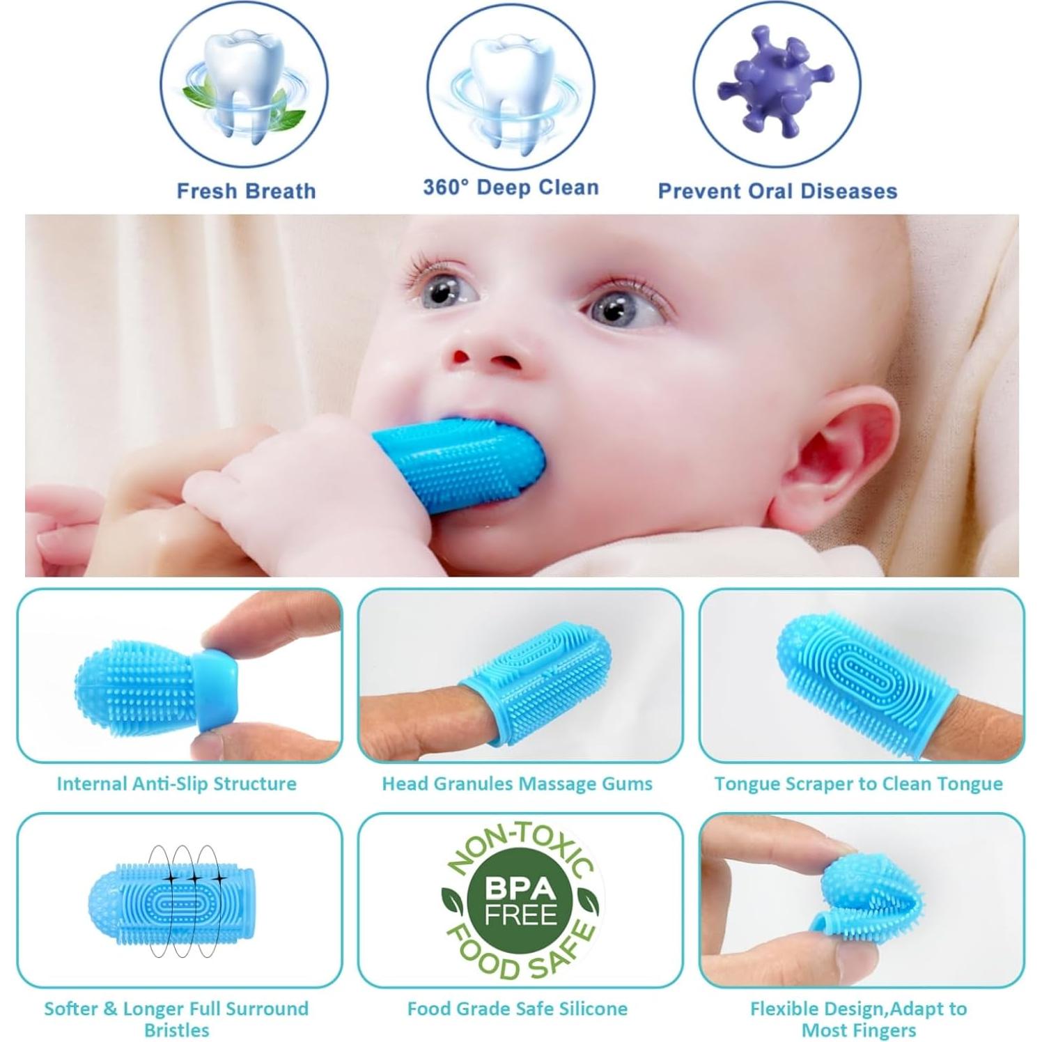 Cepillo de Dedo para Bebés NFSVLB 4 Piezas Silicona Suave