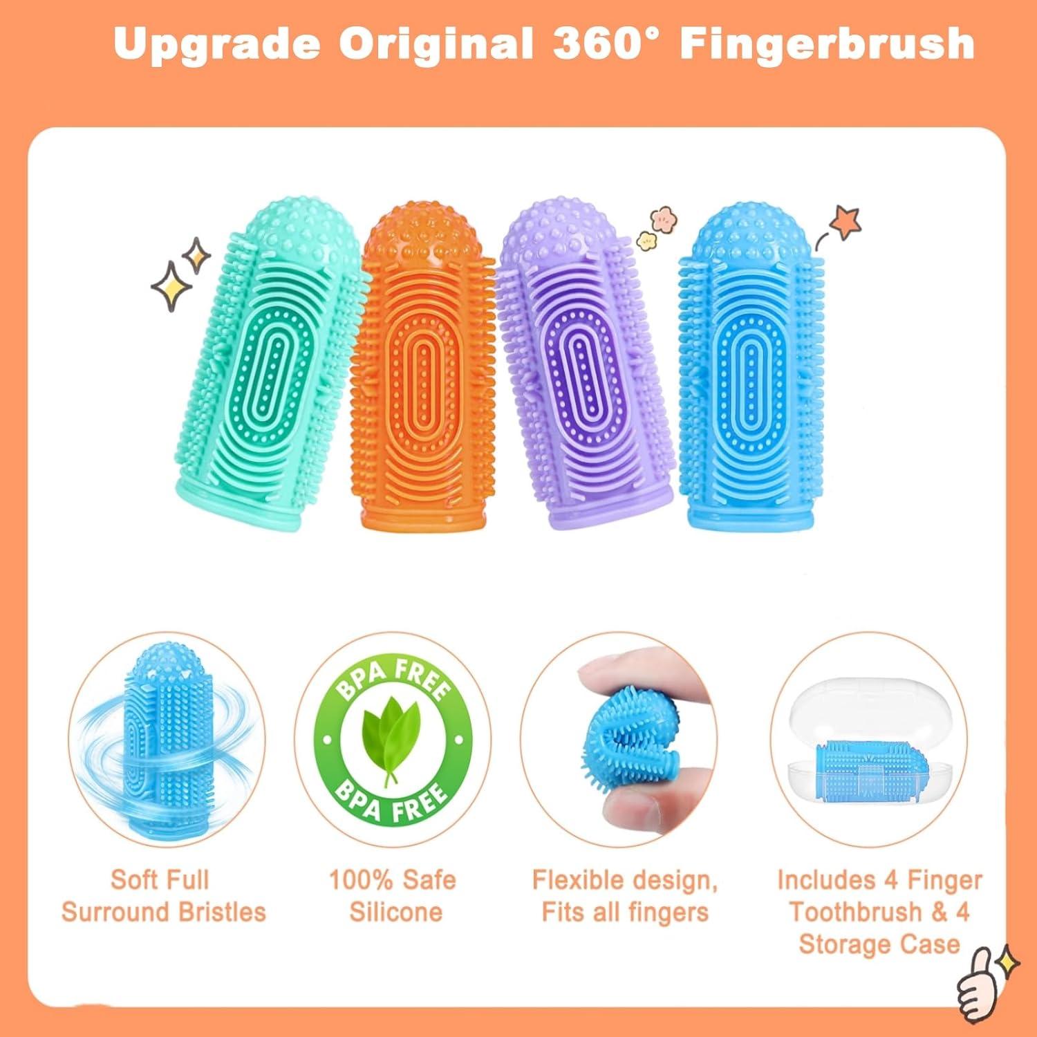 Cepillo de Dedo para Bebés NFSVLB 4 Piezas Silicona Suave