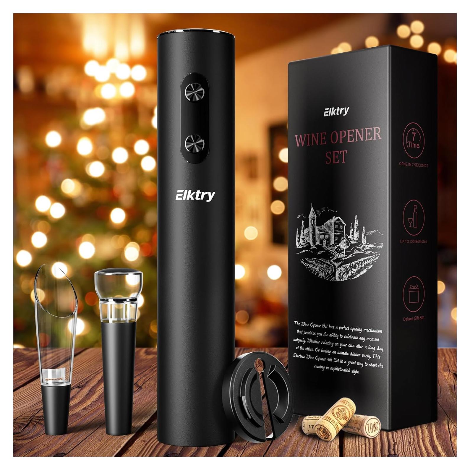 Abridor de Vino Eléctrico Elktry con Cortador y Vertedor