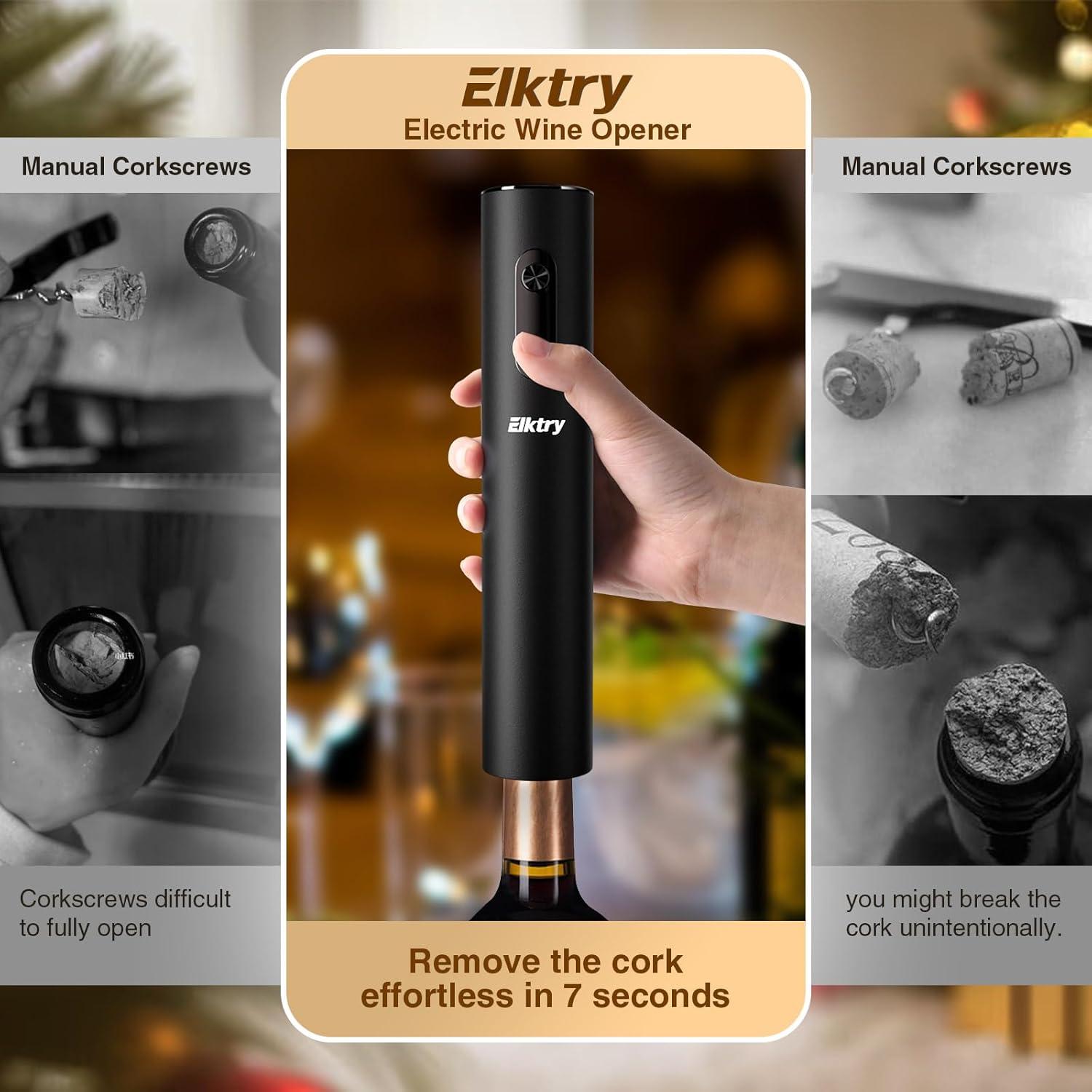 Abridor de Vino Eléctrico Elktry con Cortador y Vertedor