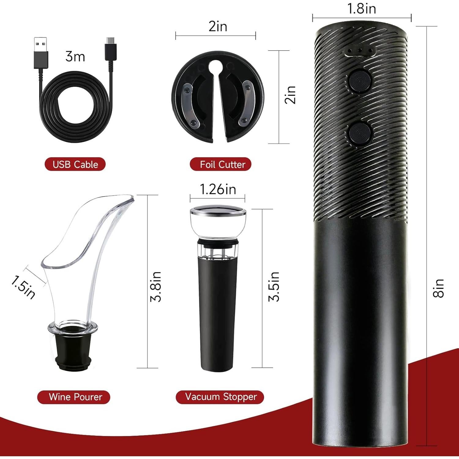 Juego de Abrebotellas de Vino Eléctrico Xqiang con Accesorios