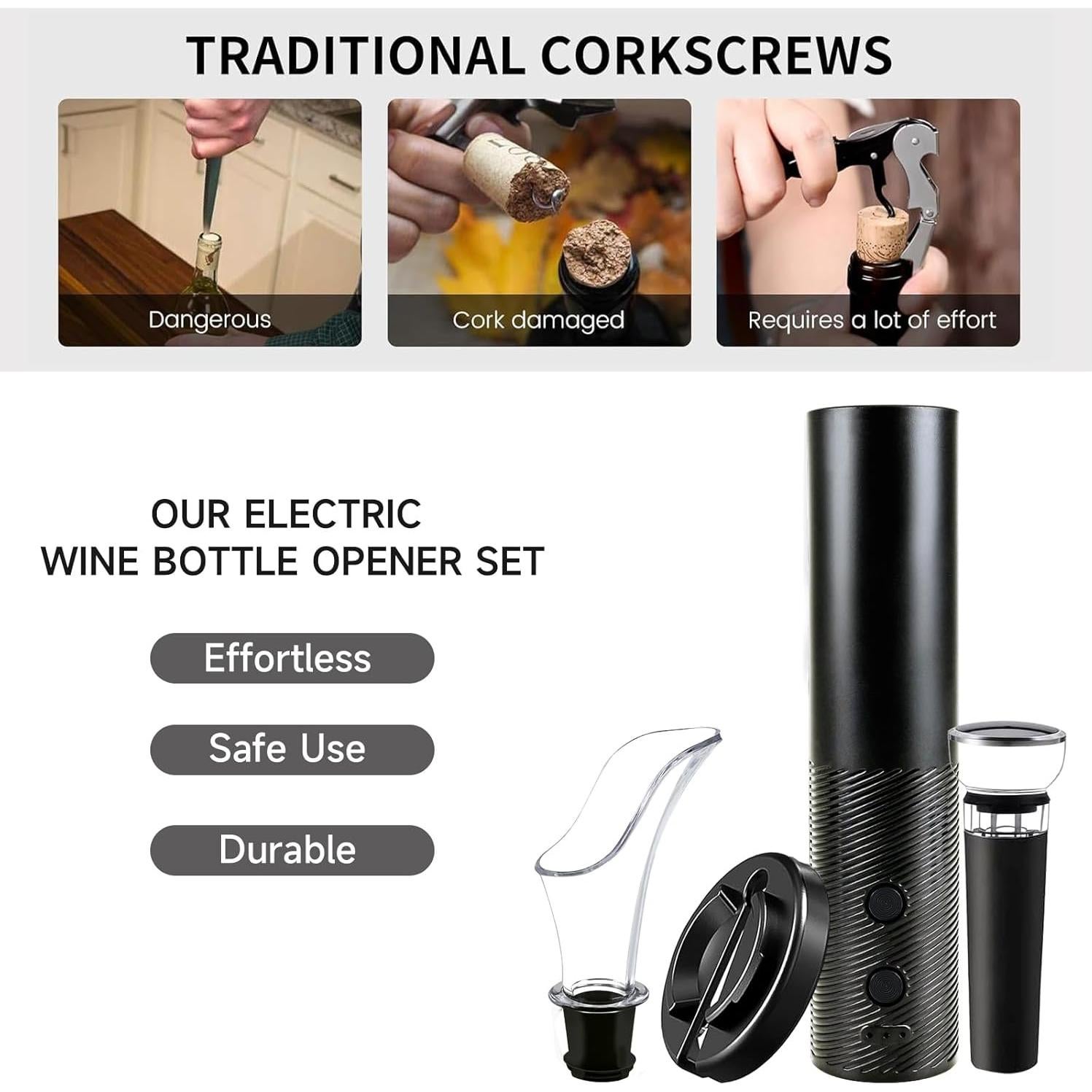 Juego de Abrebotellas de Vino Eléctrico Xqiang con Accesorios