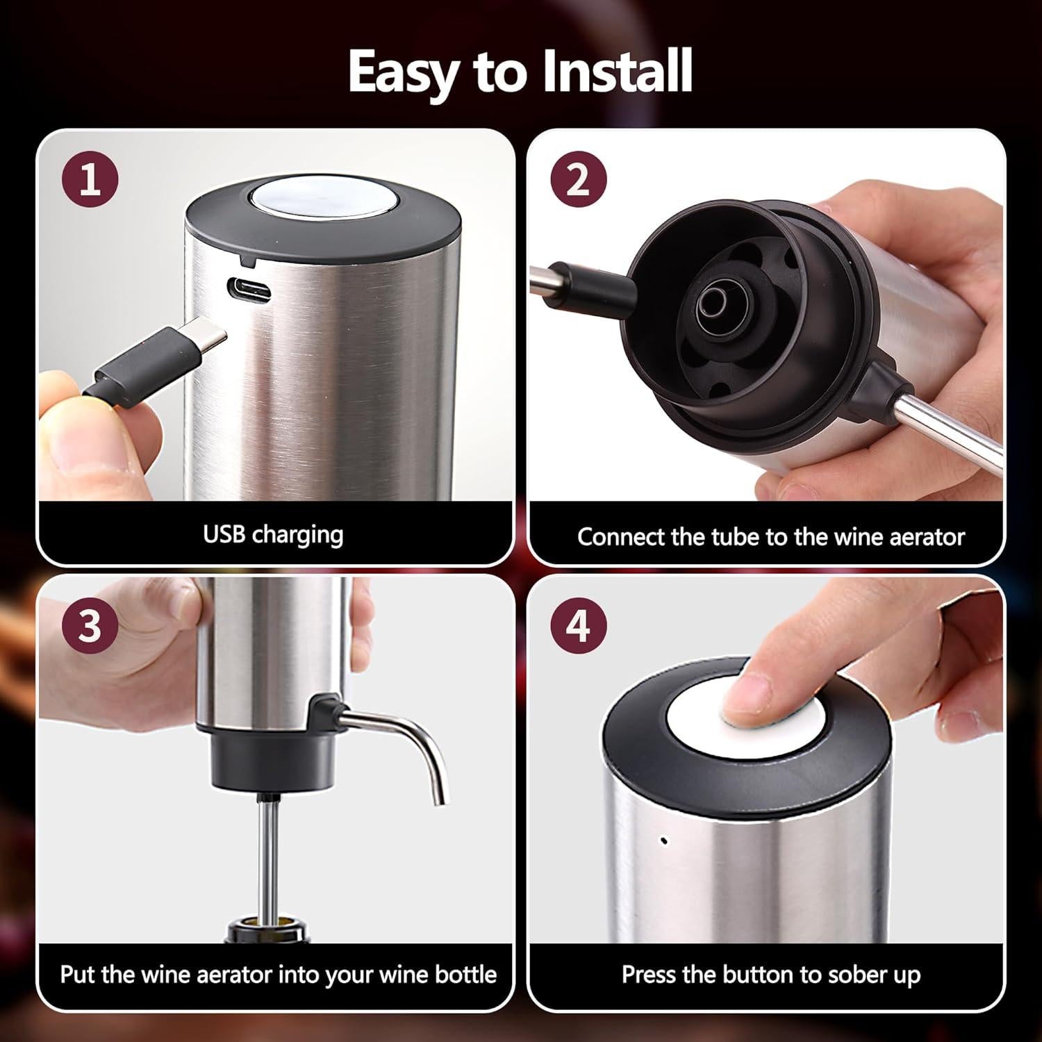 Decantador de Vino Eléctrico BGFOX con Dispensador Automático