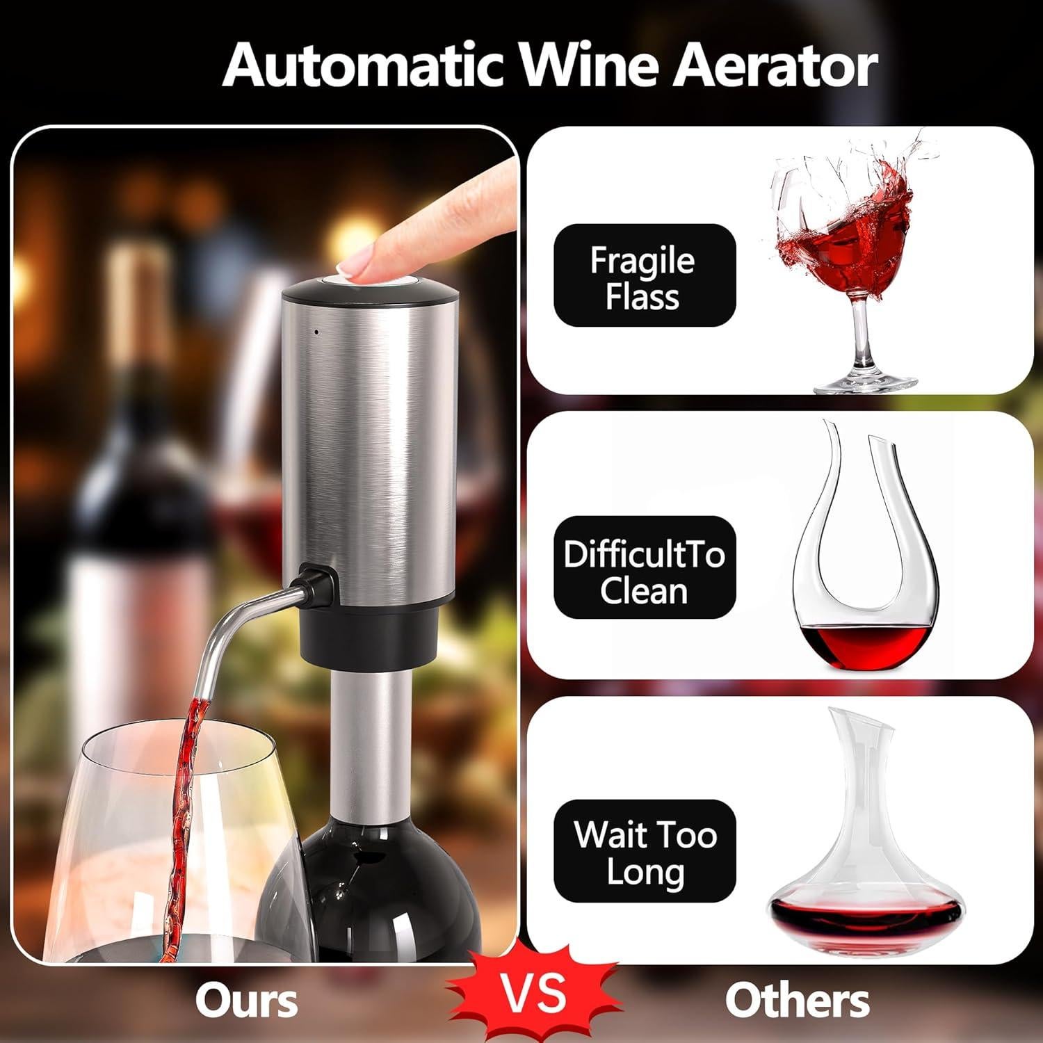 Decantador de Vino Eléctrico BGFOX con Dispensador Automático