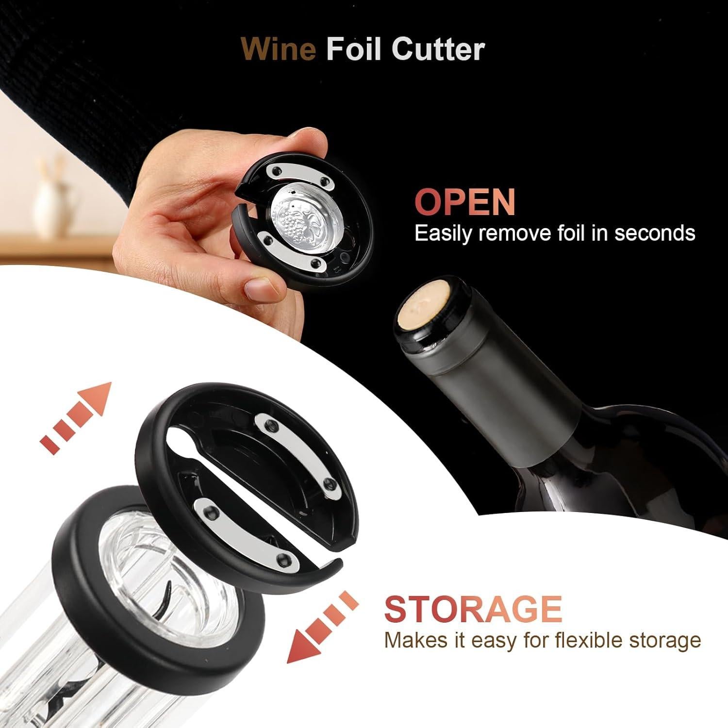 Juego de Abridor de Vino Eléctrico WILOSCOSMI 4 en 1 Acero Inoxidable