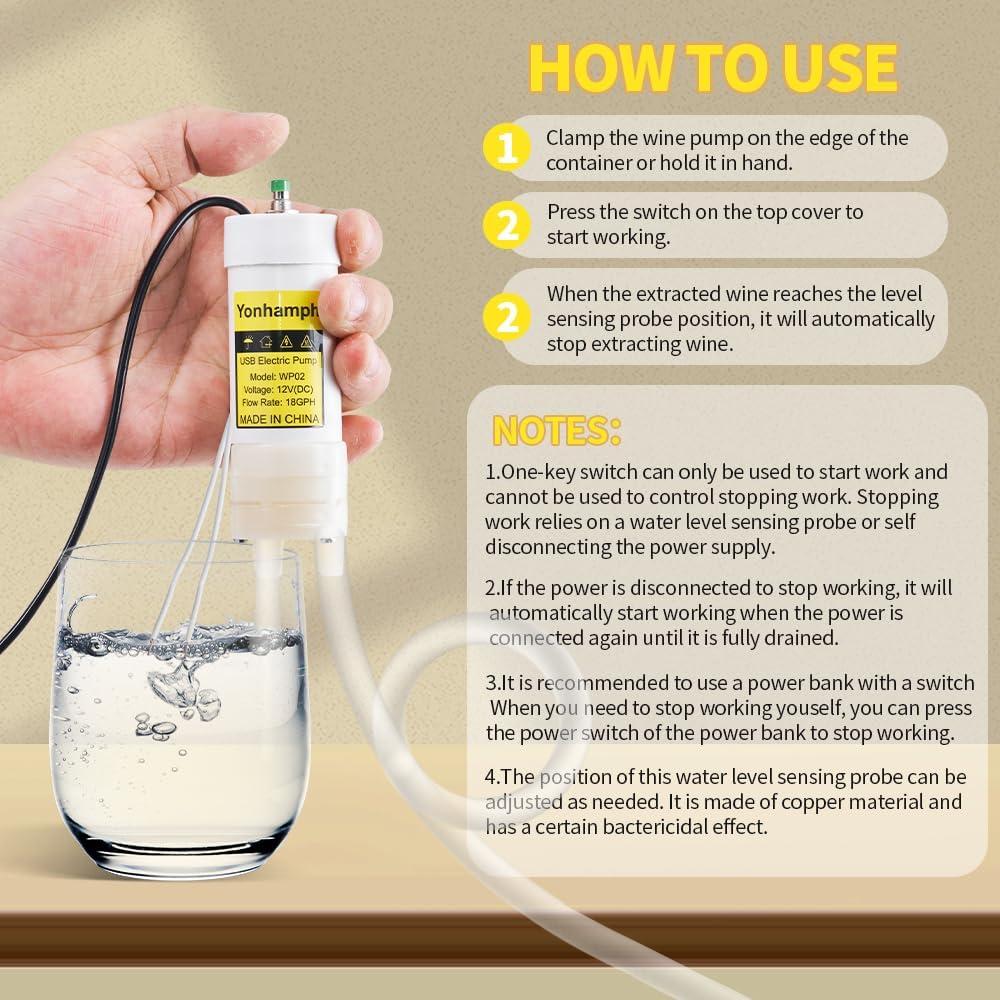 Bomba Eléctrica USB Grado Alimenticio Yonhamph 2LPM con Sensor