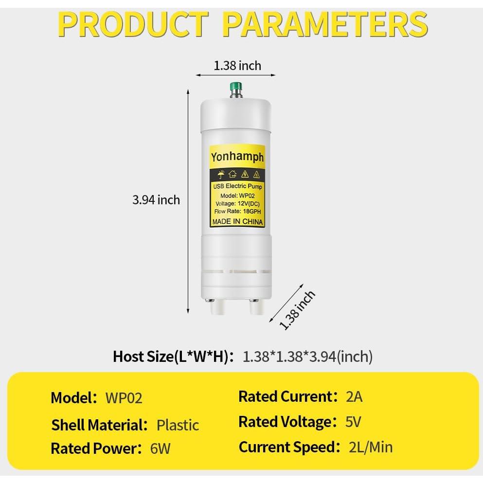 Bomba Eléctrica USB Grado Alimenticio Yonhamph 2LPM con Sensor