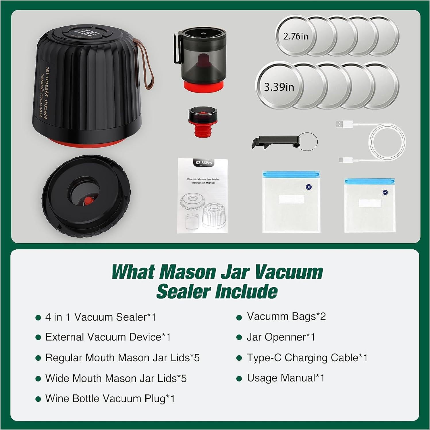 Sellador al vacío eléctrico ZenTong Infi 4 en 1 para frascos