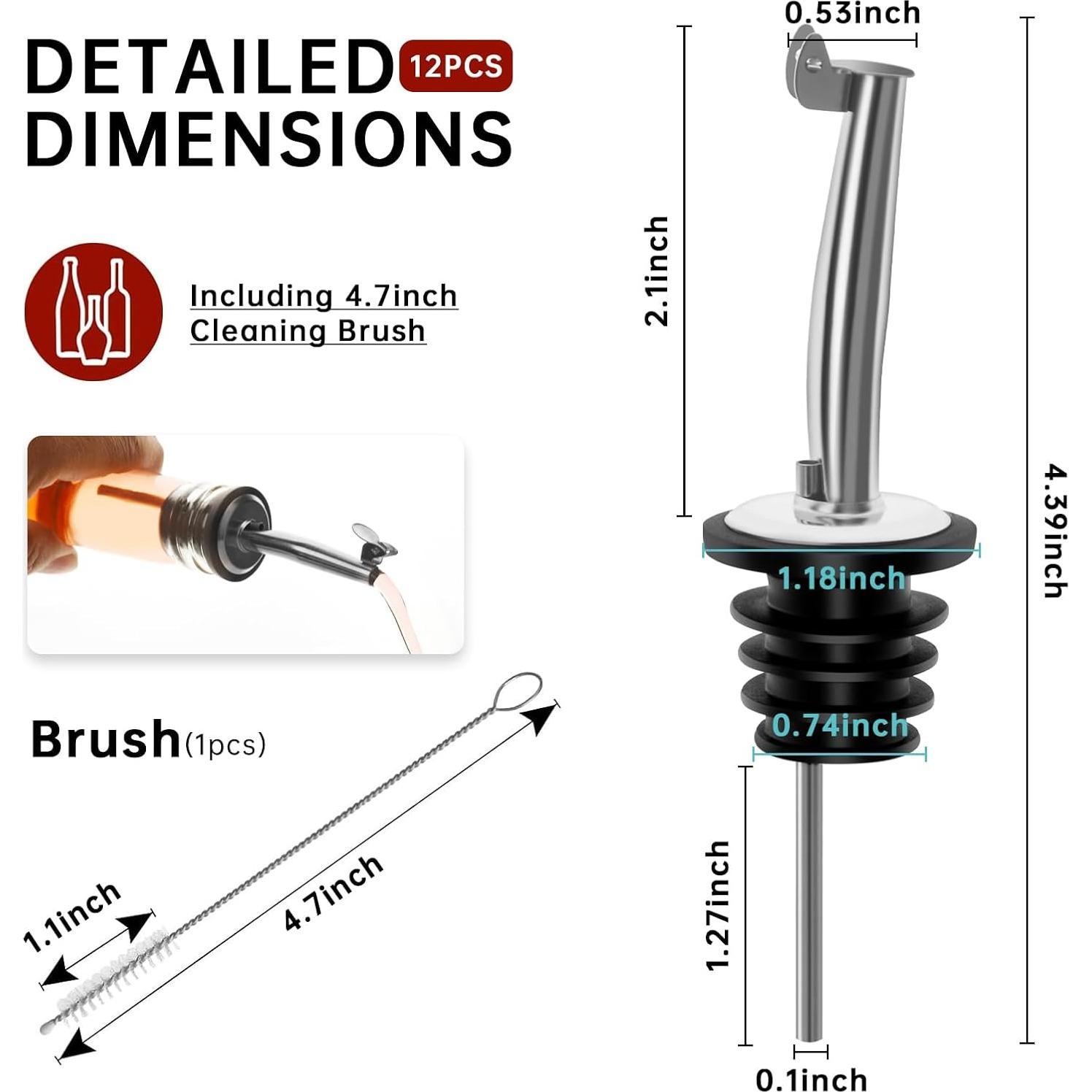 12 Vertedores de Licor eispap Acero Inoxidable con Tapas