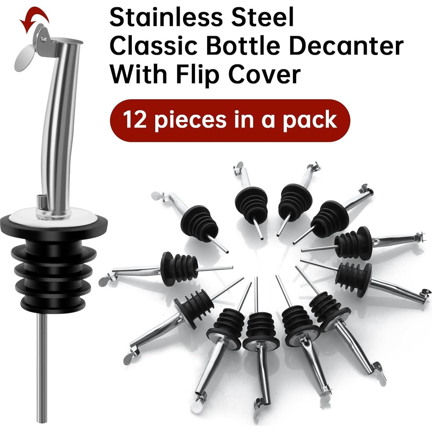 12 Vertedores de Licor eispap Acero Inoxidable con Tapas