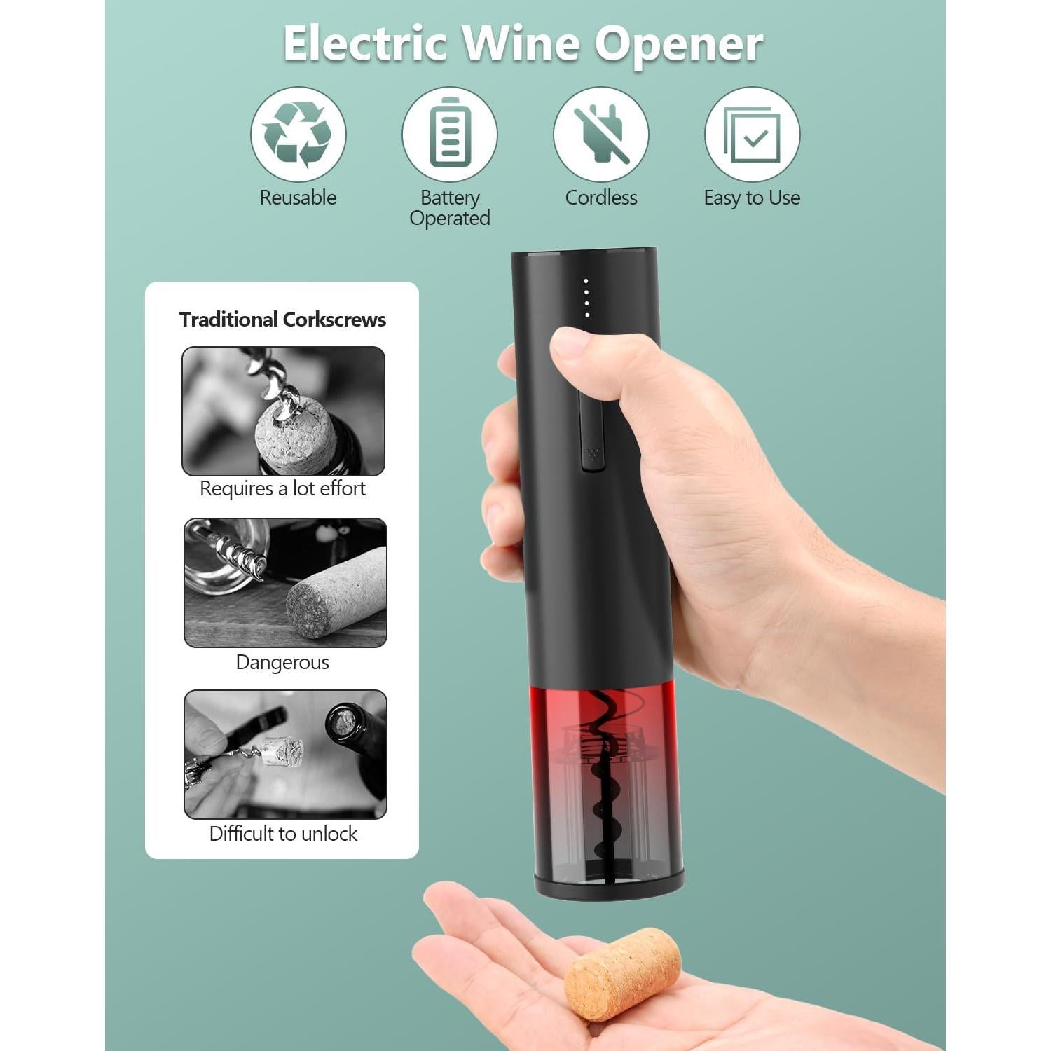 Juego de Abridor de Vino Eléctrico Higfra con Accesorios 4 en 1