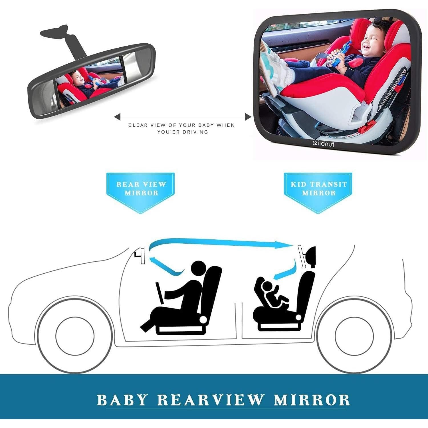 Espejos para Bebés Funbliss - Paquete de 2, Vista Amplia, Ajuste Universal