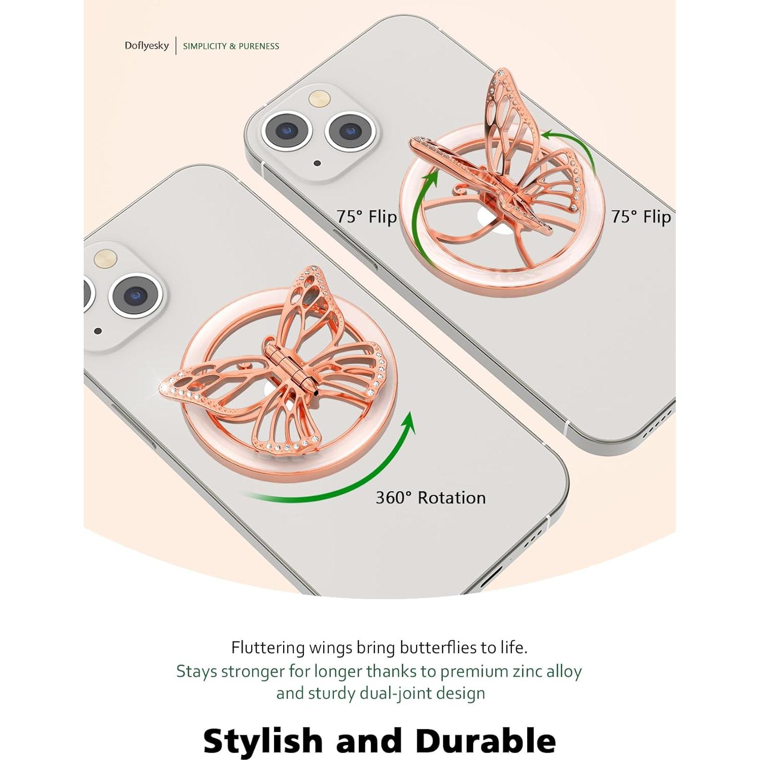 Soporte Magnético para Teléfono Doflyesky Mariposa Blanco