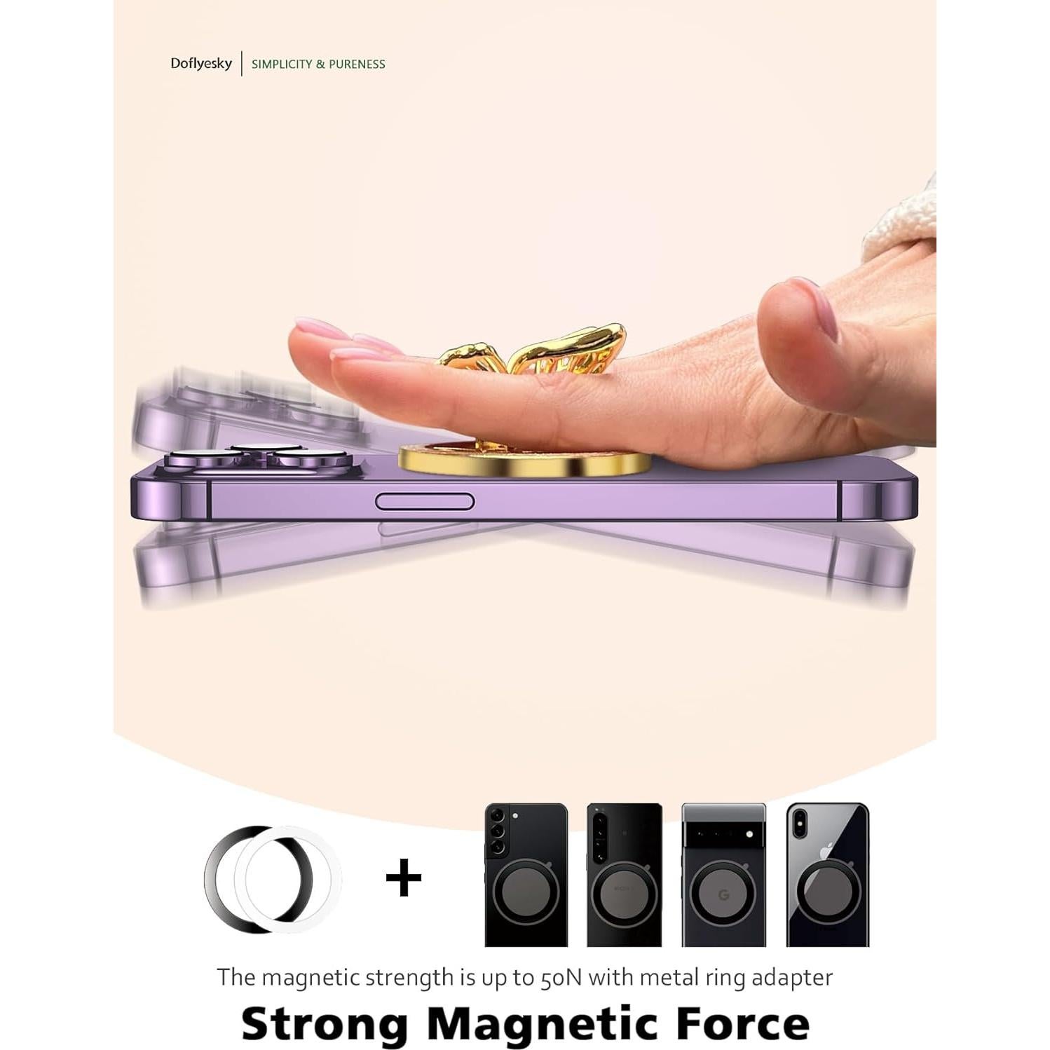 Soporte Magnético para Teléfono Doflyesky Mariposa Blanco