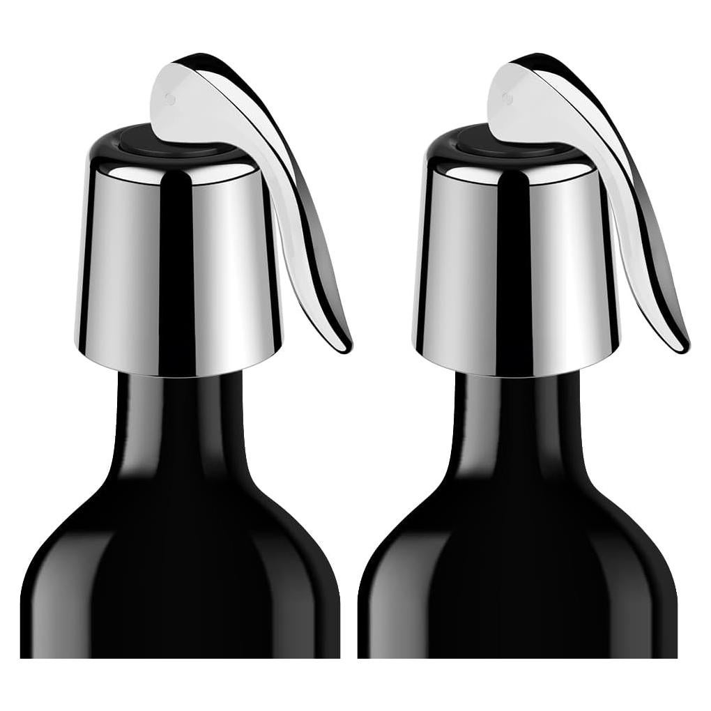 2 Tapones para Vino LIGTMAR Acero Inoxidable Reutilizables 4.6cm