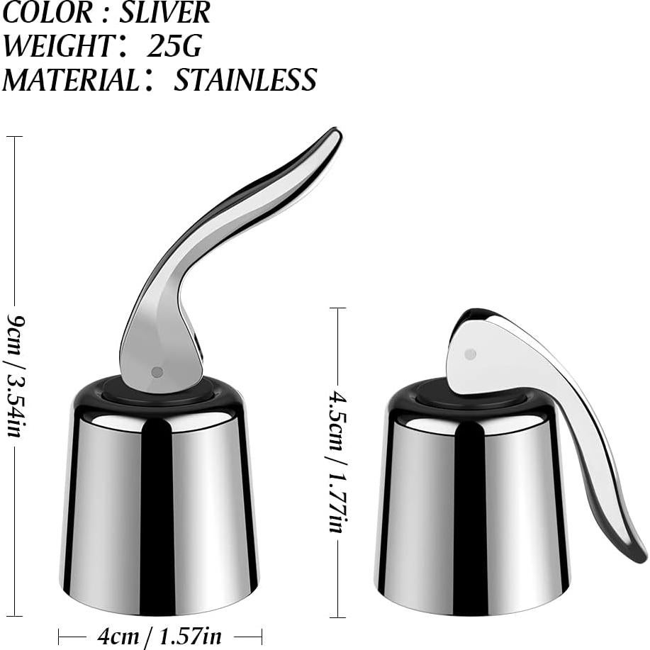 2 Tapones para Vino LIGTMAR Acero Inoxidable Reutilizables 4.6cm