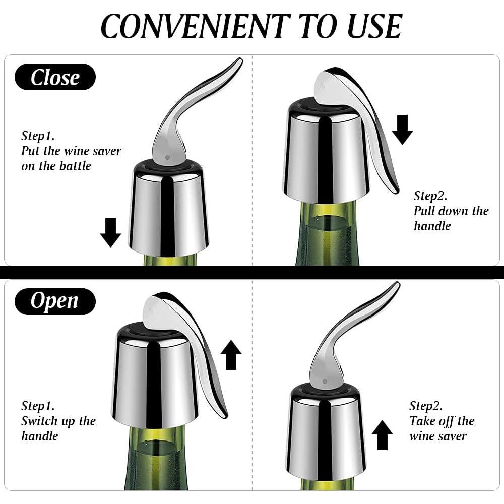 2 Tapones para Vino LIGTMAR Acero Inoxidable Reutilizables 4.6cm