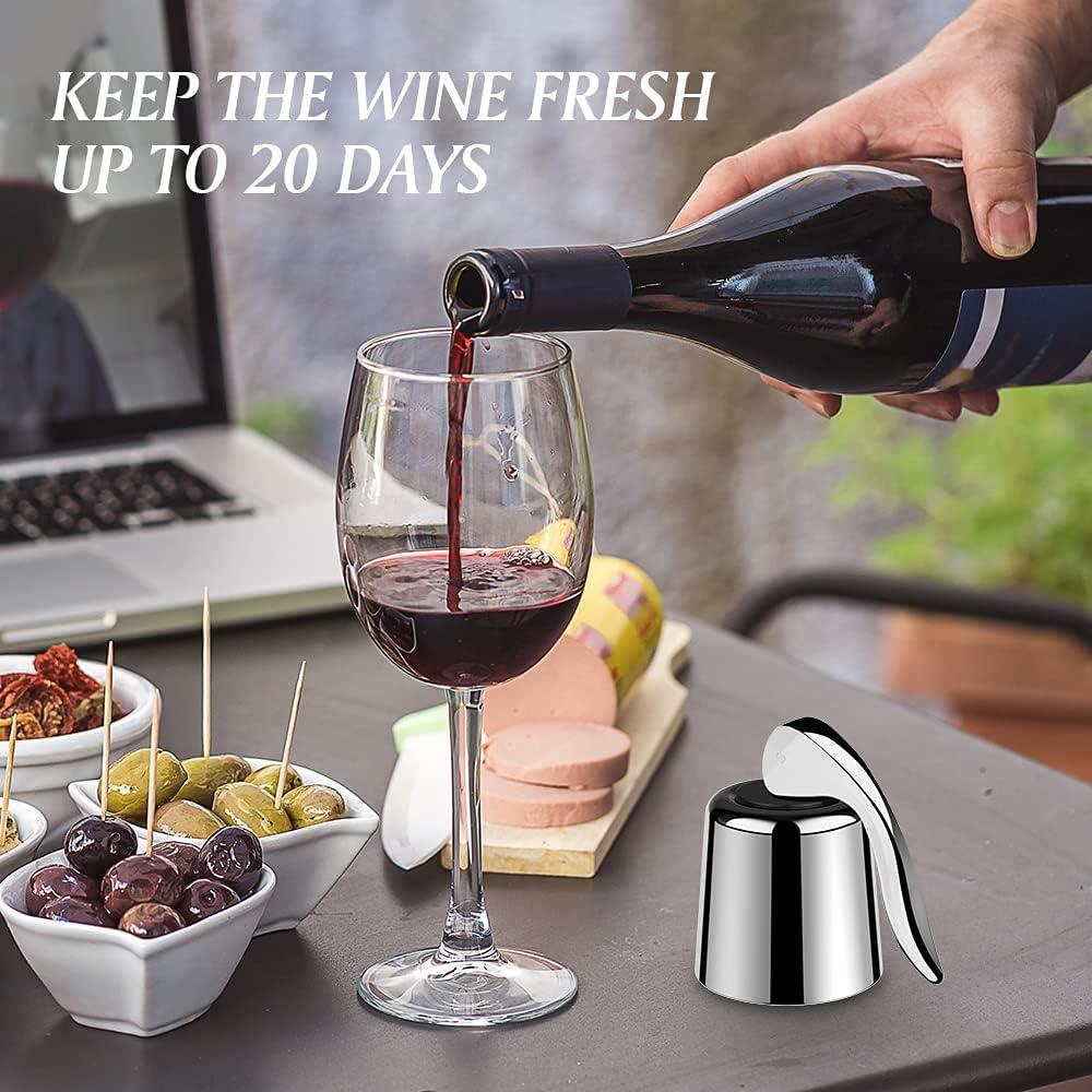 2 Tapones para Vino LIGTMAR Acero Inoxidable Reutilizables 4.6cm