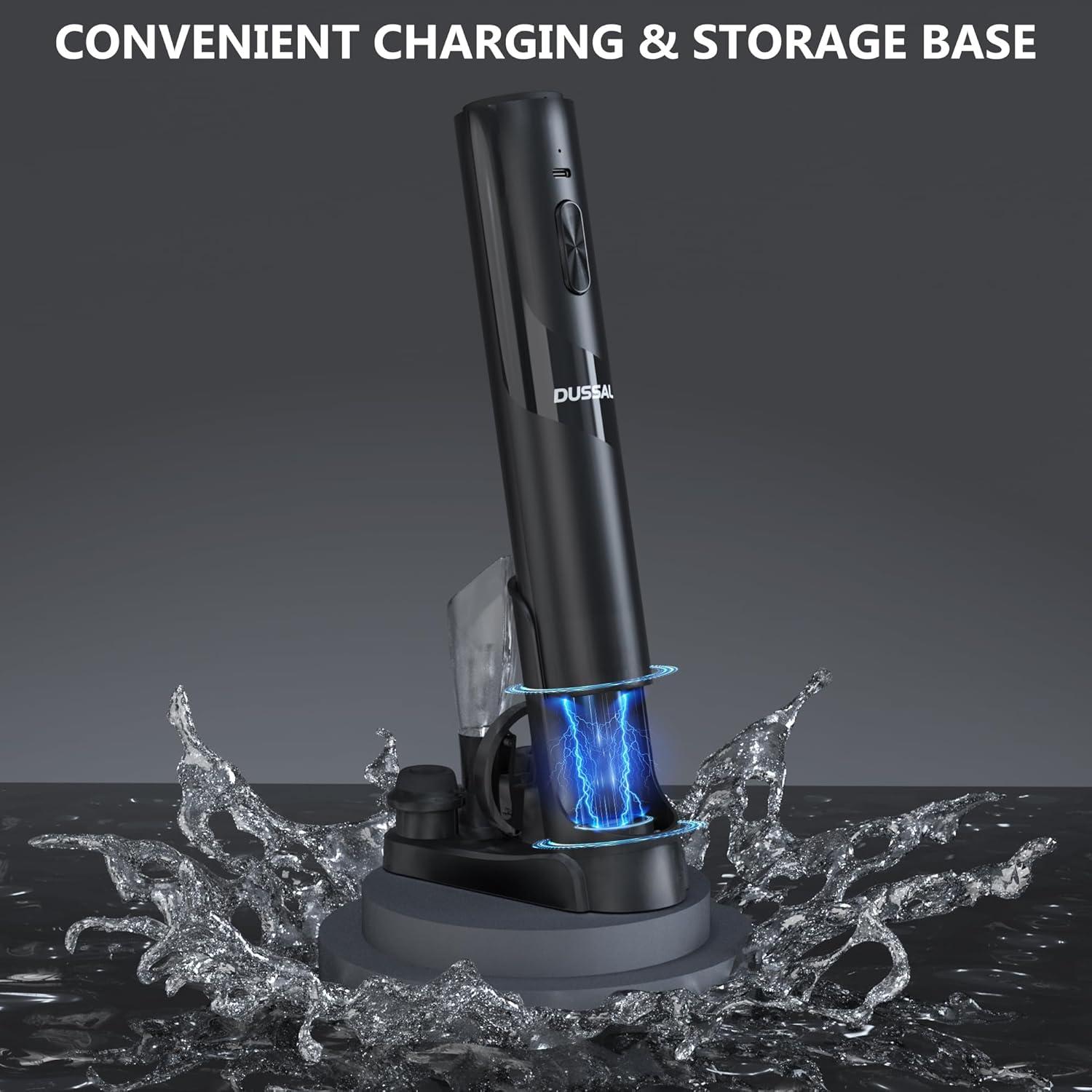 Electric Wine Opener Set, Automatic Wine Bottle Openers, 2-in-1 Aerator & Pourer, Foil Cutter, 2 Vacuum Stoppers, Charging Base, Easy Storage for Wine Lovers Gift Home Kitchen Party Bar