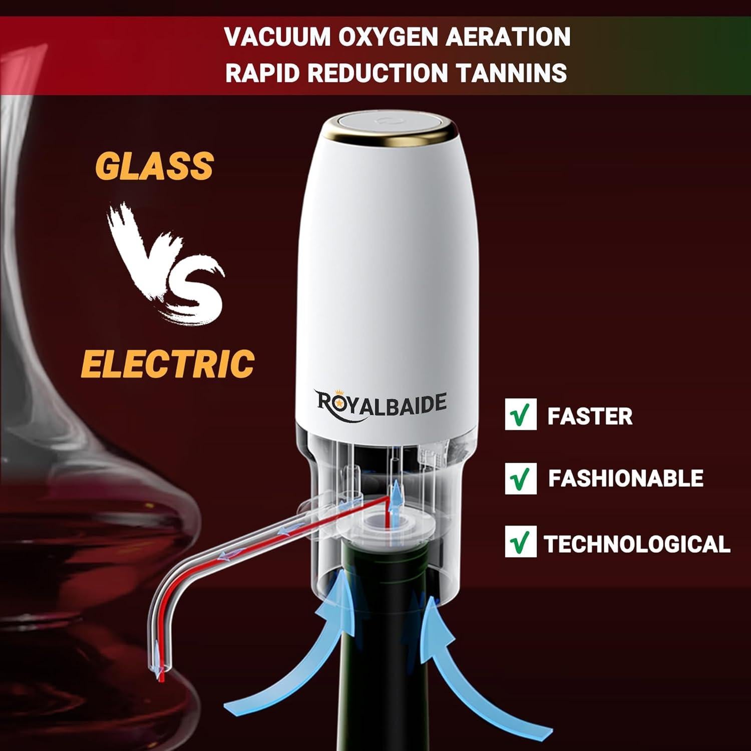 Acelerador de Vino Eléctrico ROYALBAIDE Decantador USB 5L