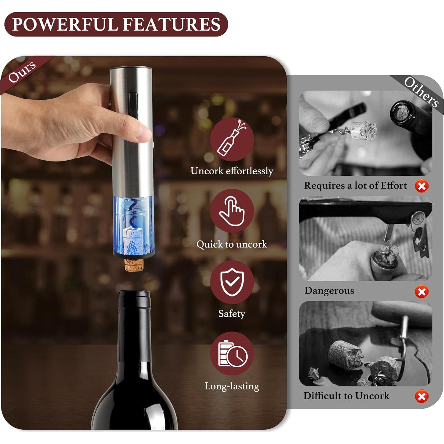 Juego de abridor de vino eléctrico BreezeSound 6 en 1