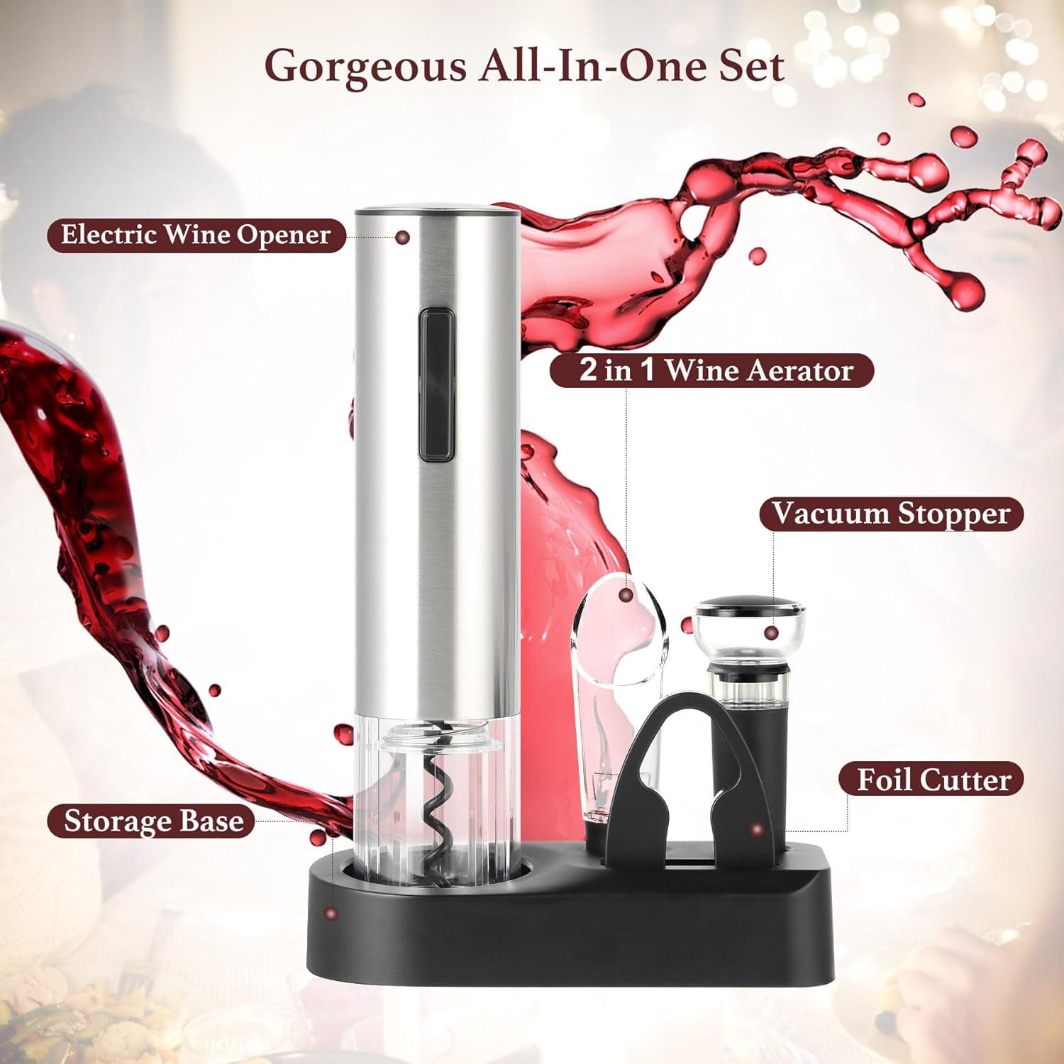 Juego de abridor de vino eléctrico BreezeSound 6 en 1