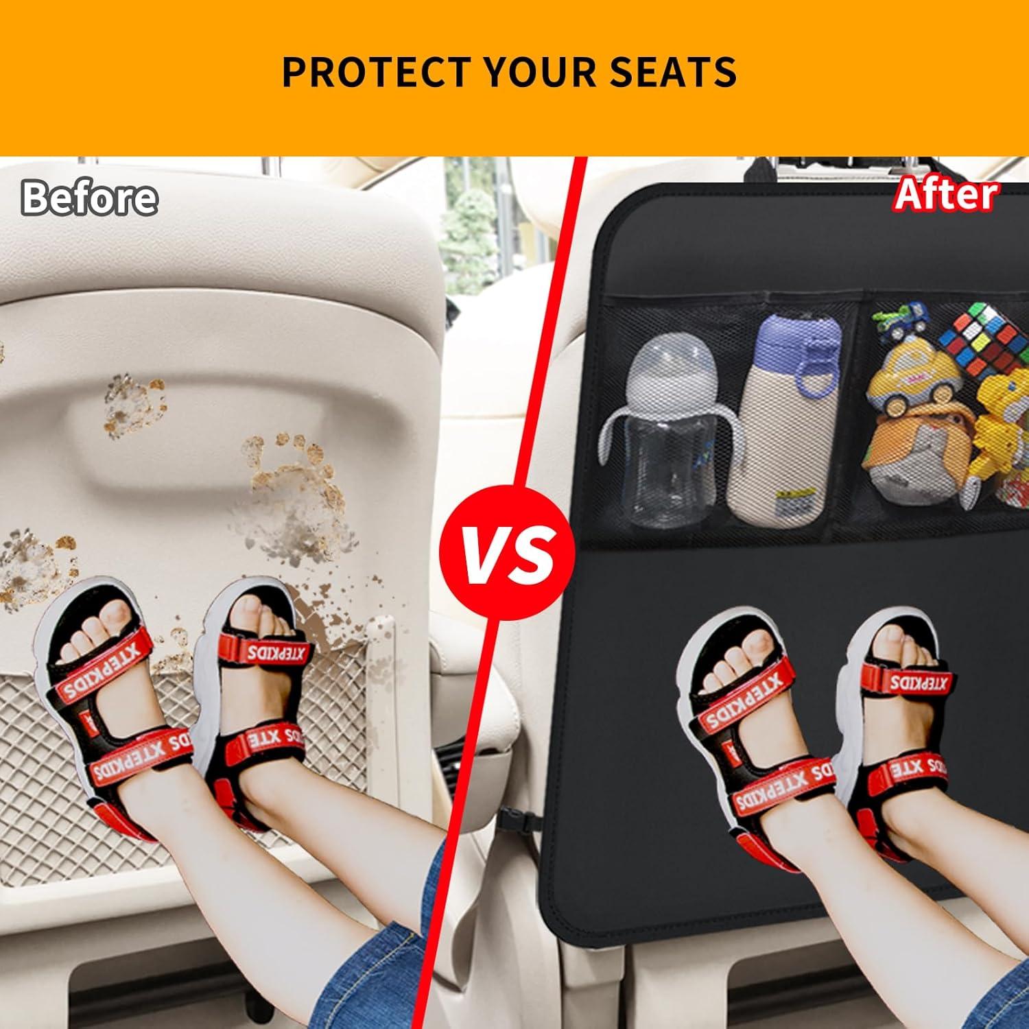 Protector de Asiento Trasero Zecirl Kick Mat Negro 2 Pack