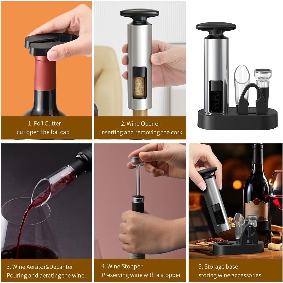 Set de Abrebotellas de Vino 4 en 1 CIRCLE JOY con Sacacorchos