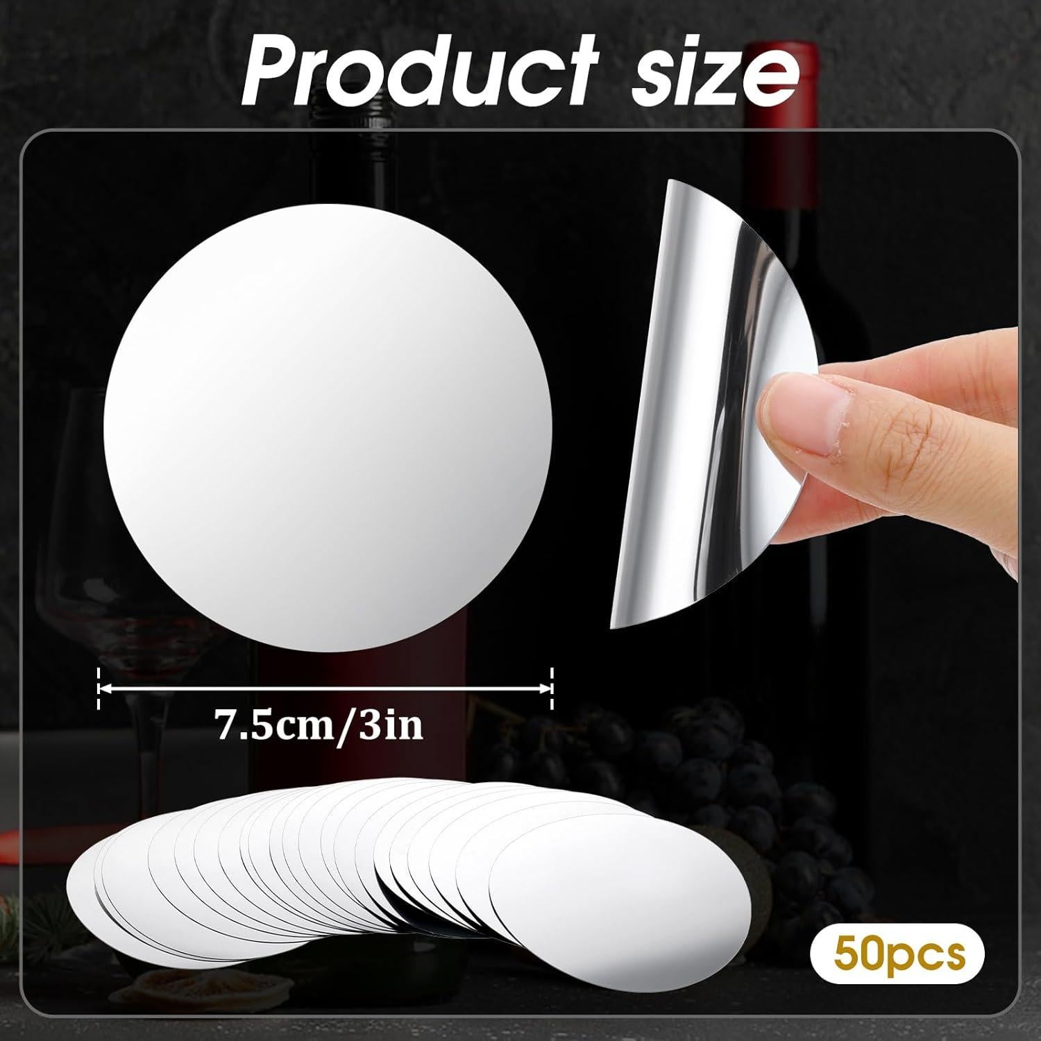 50 Válvulas de Vino Reutilizables Qianyu Plateadas 7.5 cm