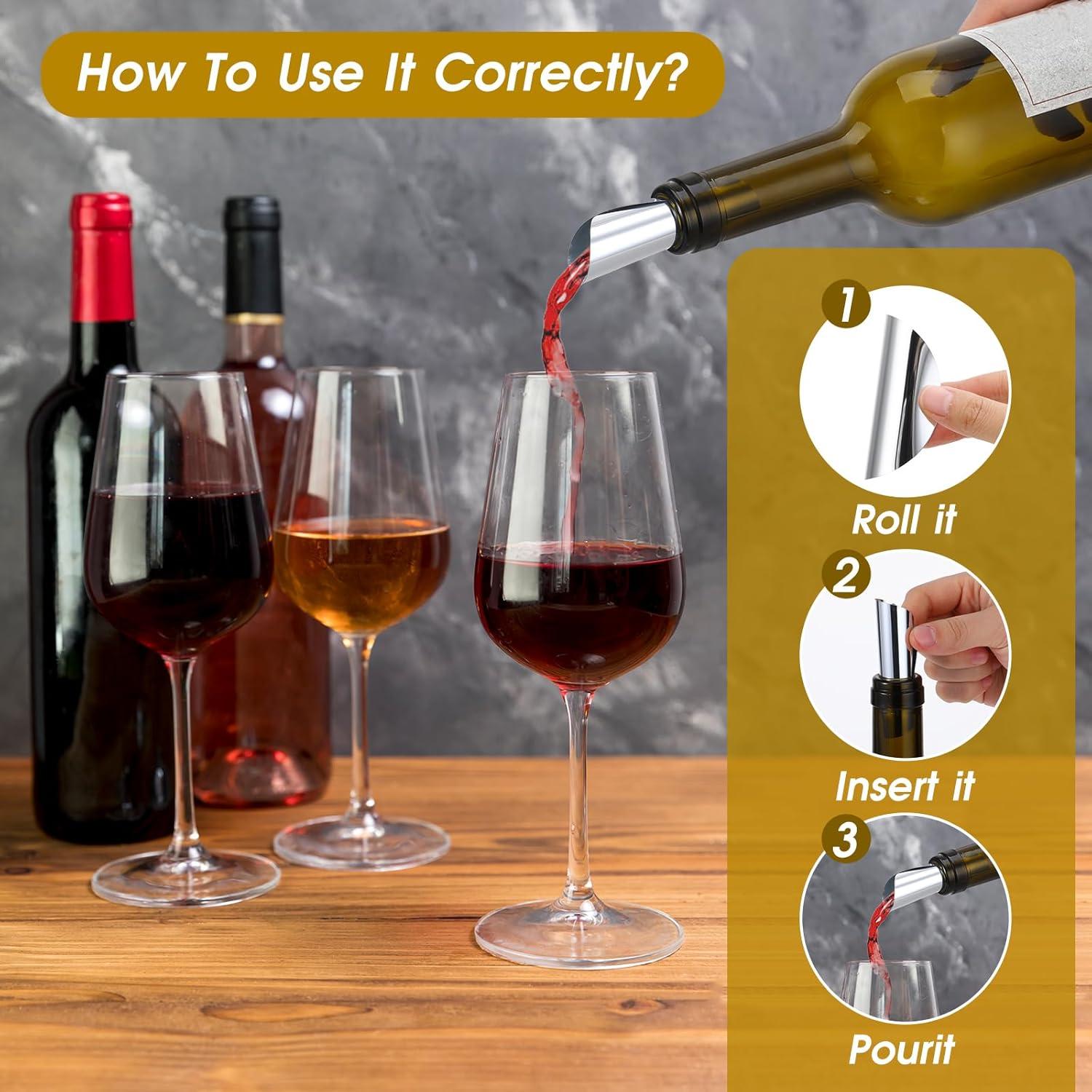 50 Válvulas de Vino Reutilizables Qianyu Plateadas 7.5 cm