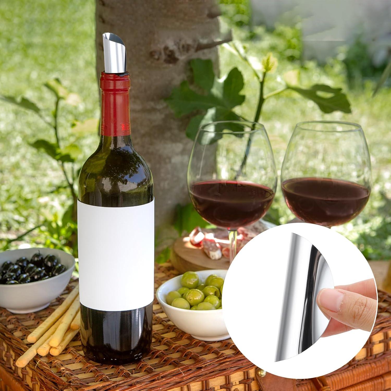 50 Válvulas de Vino Reutilizables Qianyu Plateadas 7.5 cm