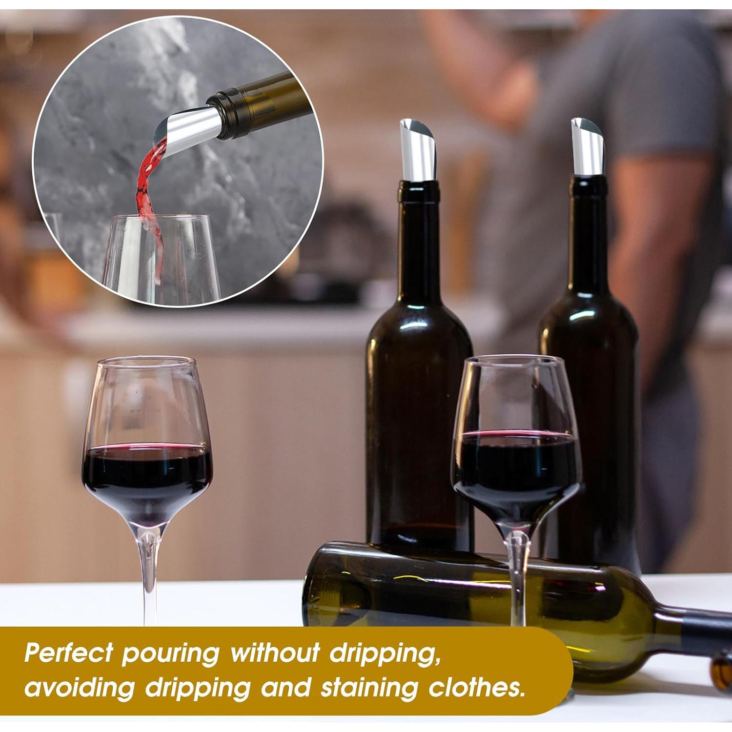 50 Válvulas de Vino Reutilizables Qianyu Plateadas 7.5 cm