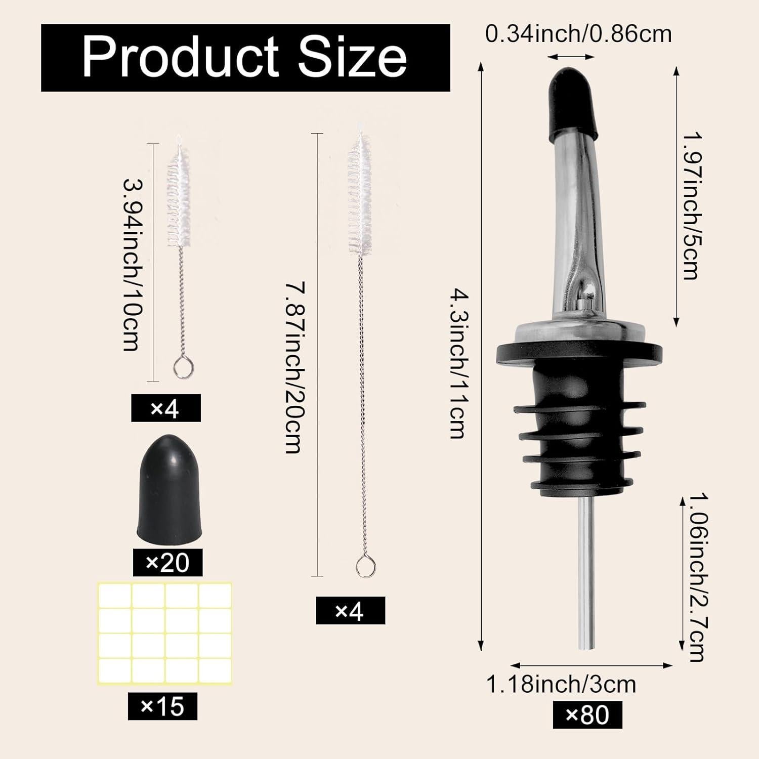 Paquete de 80 vertedores de acero inoxidable Olutacot