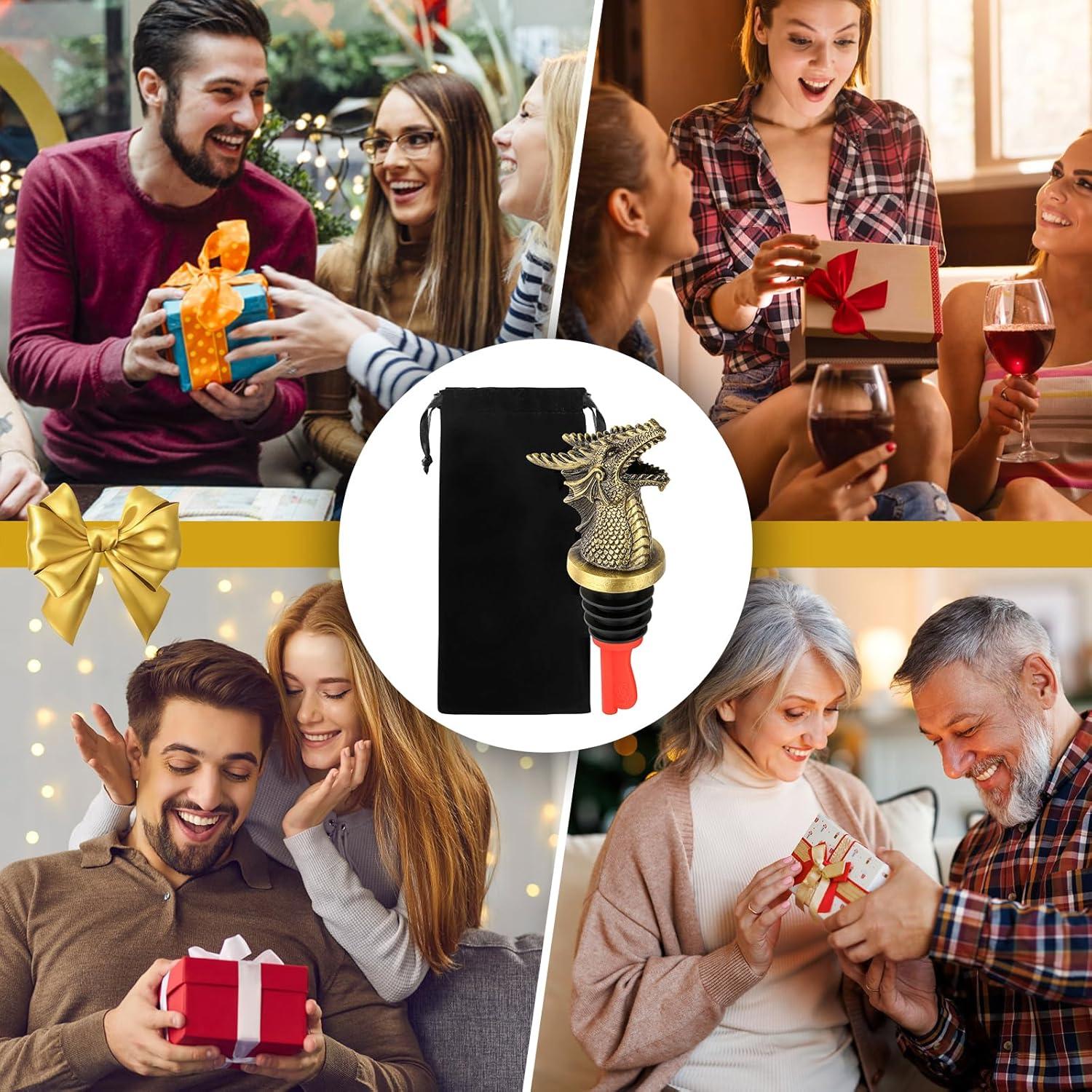 Vertedor y Tapón de Vino Dragón LKKCHER en Bronce