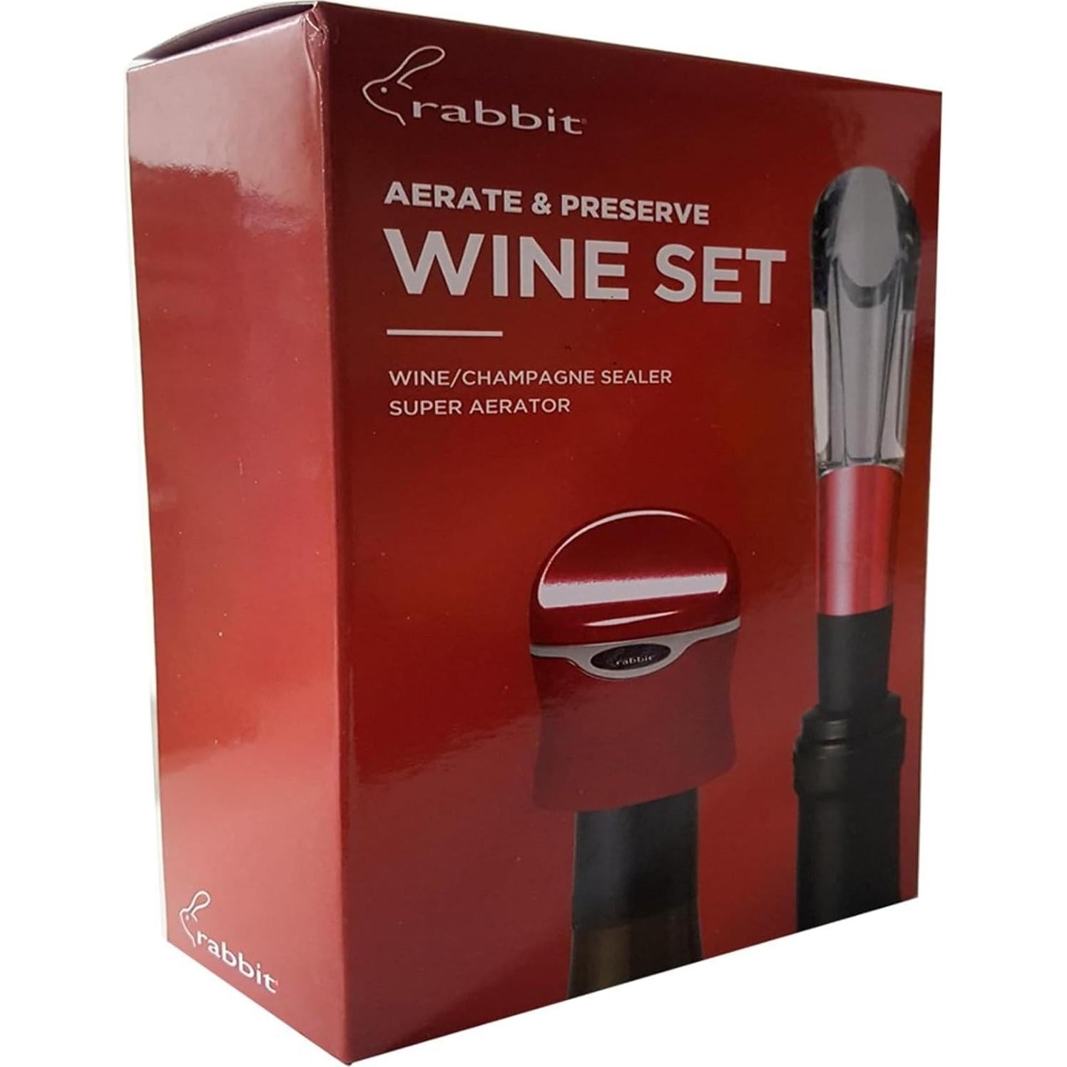 Juego de Aeración y Conservación de Vino Rabbit, Rojo