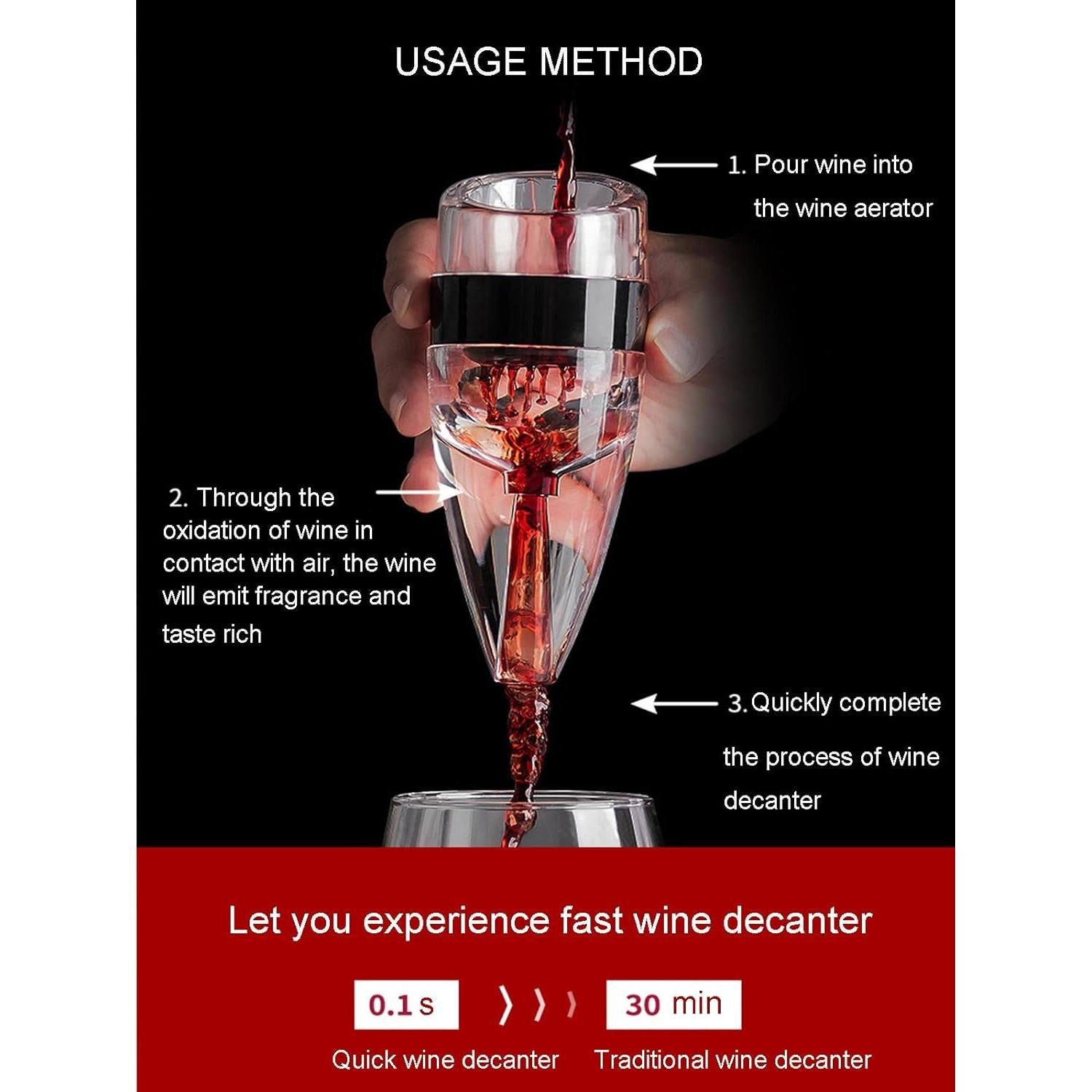 Aireador y vertedor de vino D&Slifei modelo DS-100 - Negro
