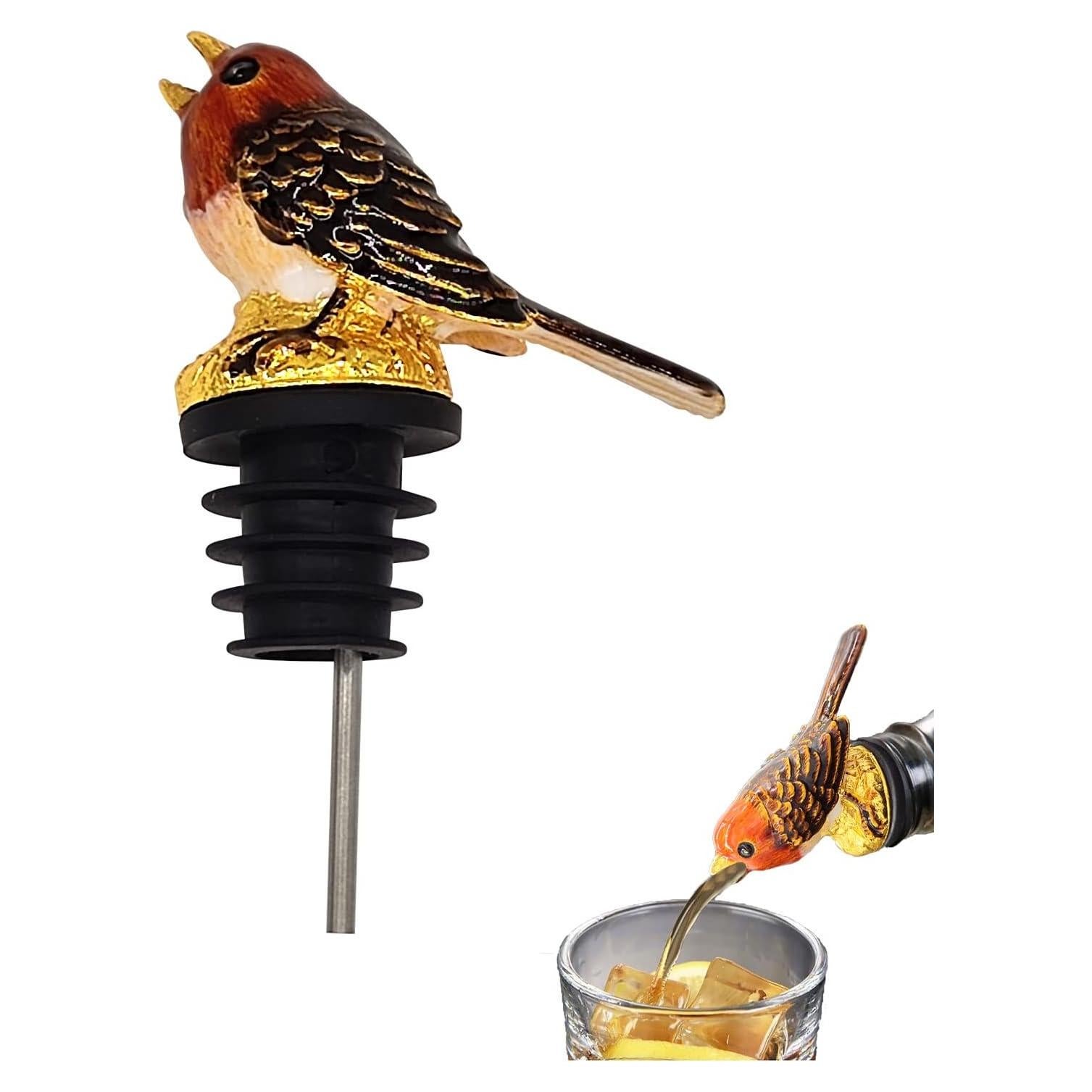 Vertedor de Vino Premium Flylin con Tapón Cónico y Diseño de Pájaro Colorido