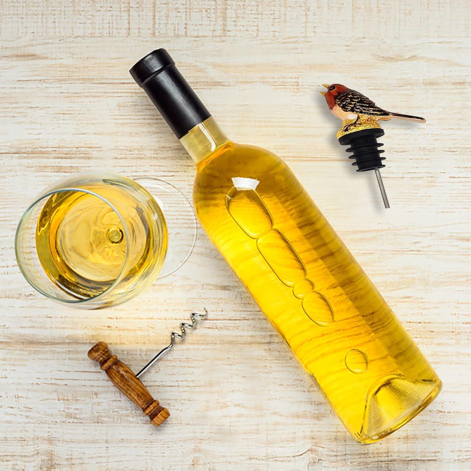 Vertedor de Vino Premium Flylin con Tapón Cónico y Diseño de Pájaro Colorido