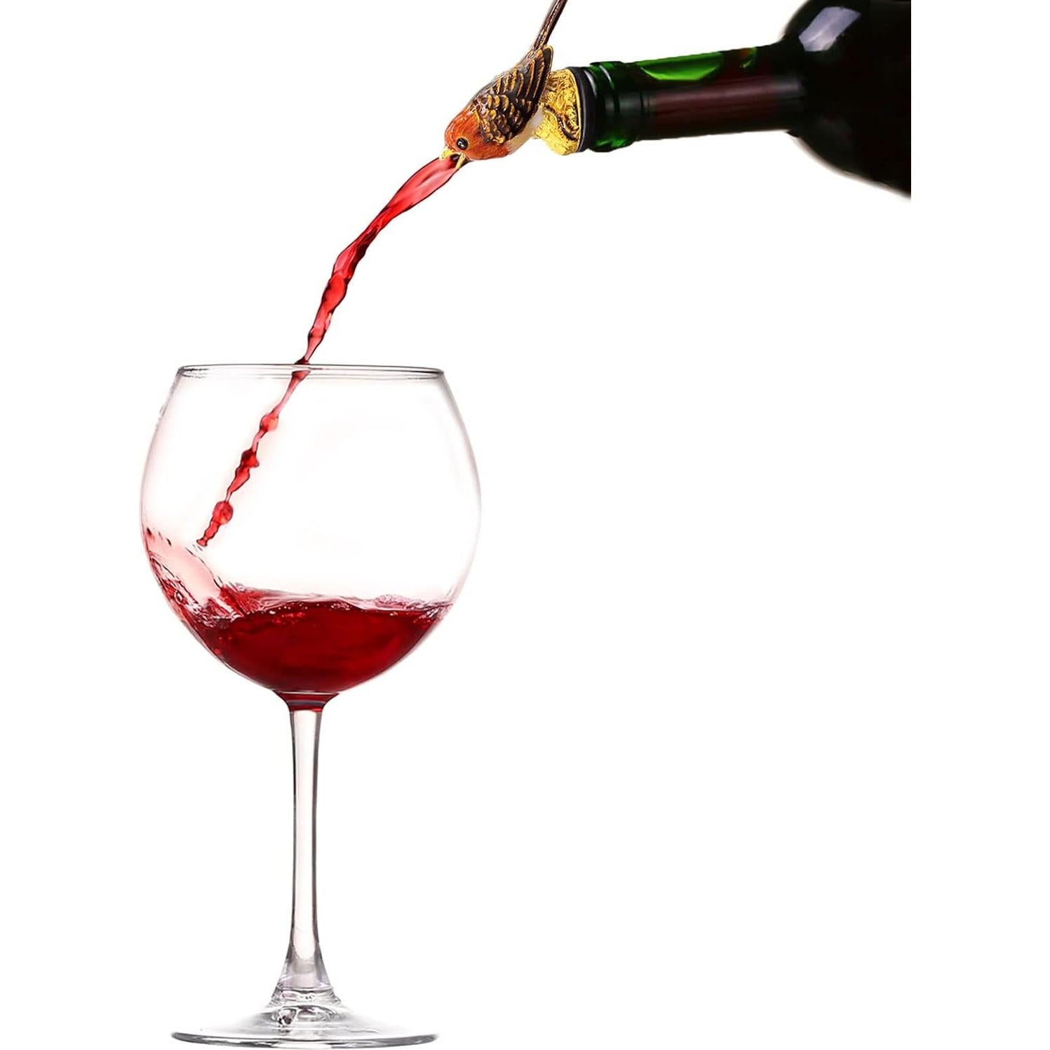 Vertedor de Vino Premium Flylin con Tapón Cónico y Diseño de Pájaro Colorido