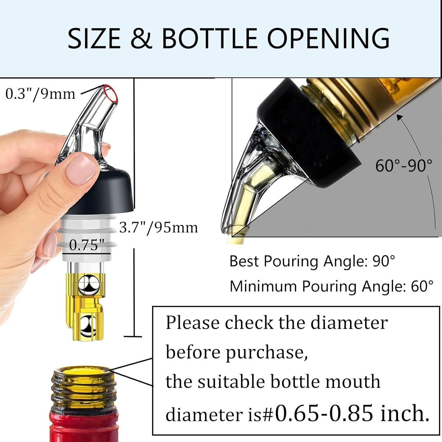 Paquete de 3 vertedores medidos Pafusen 1oz/30ml para licor