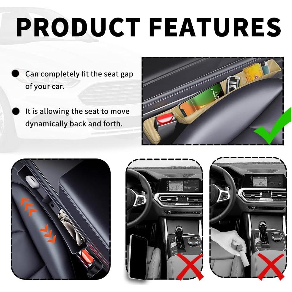 Organizador de Espacio entre Asientos Stacool 2PCS TPE Beige