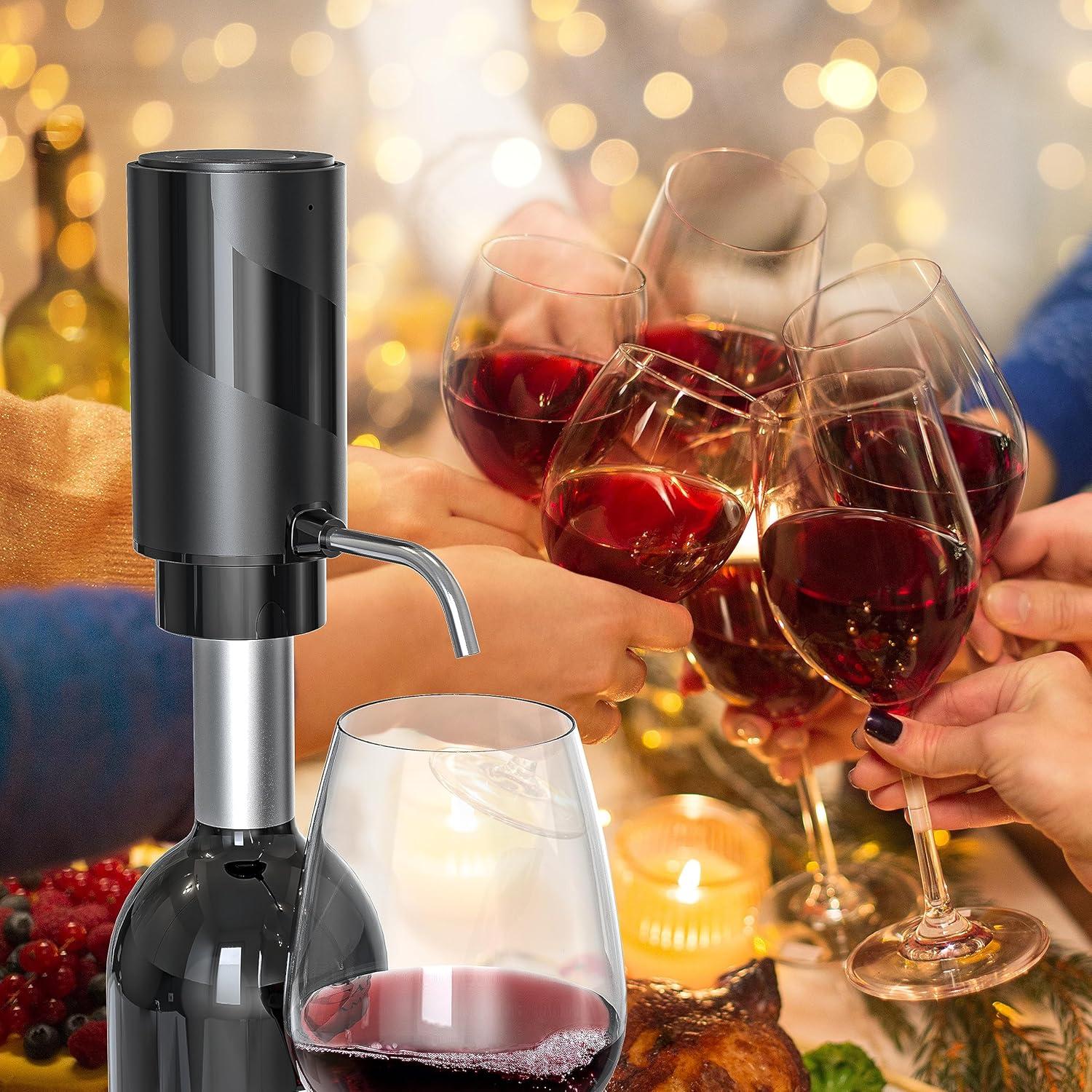 Set Abridor de Vino Eléctrico 4-en-1 Kavydens Negro