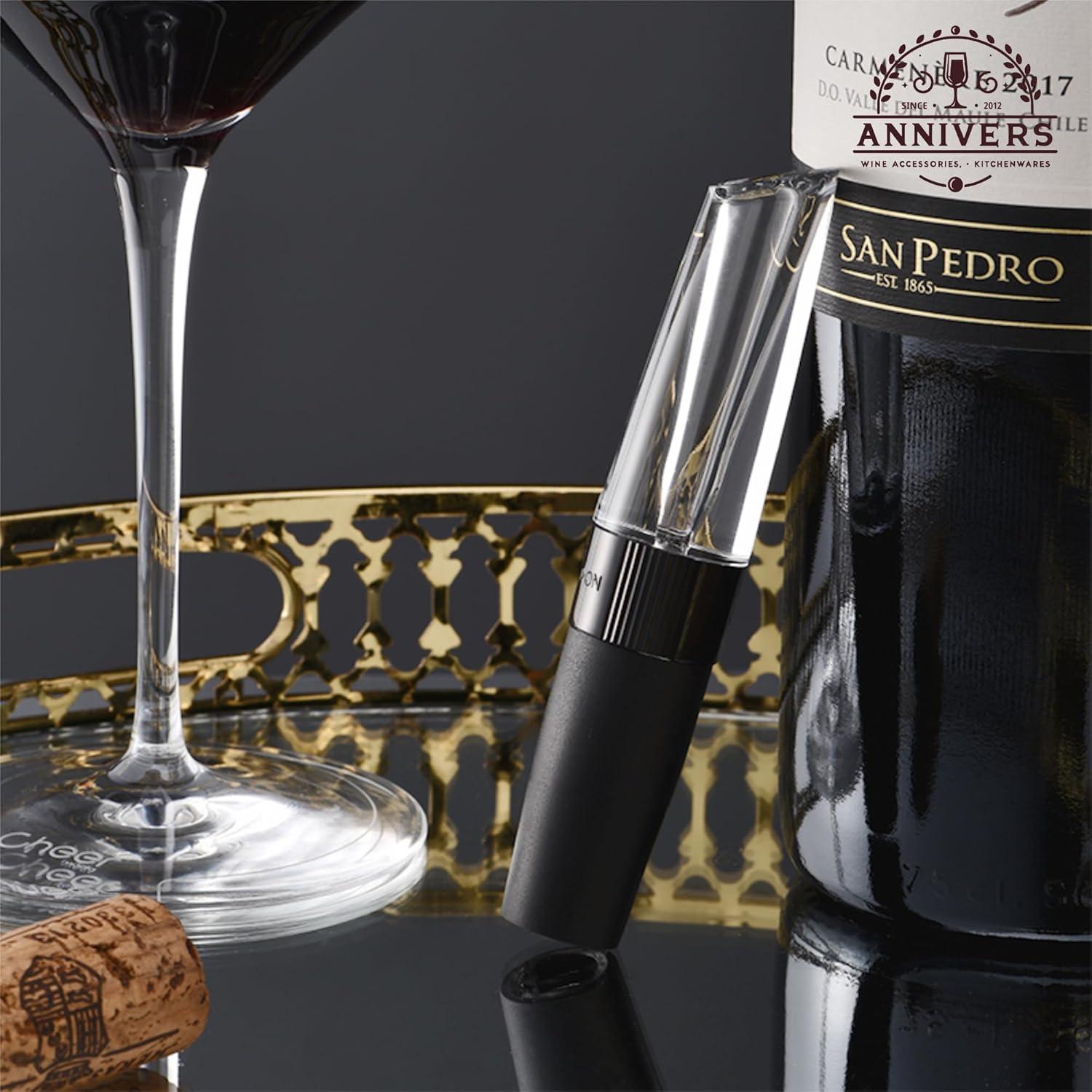 Aireador de Vino ANNIVERS con Válvula y Boquilla Sin Goteo