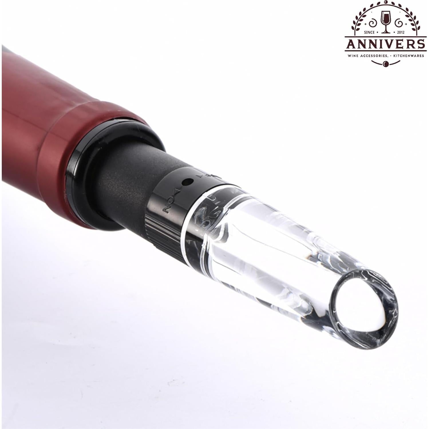 Aireador de Vino ANNIVERS con Válvula y Boquilla Sin Goteo
